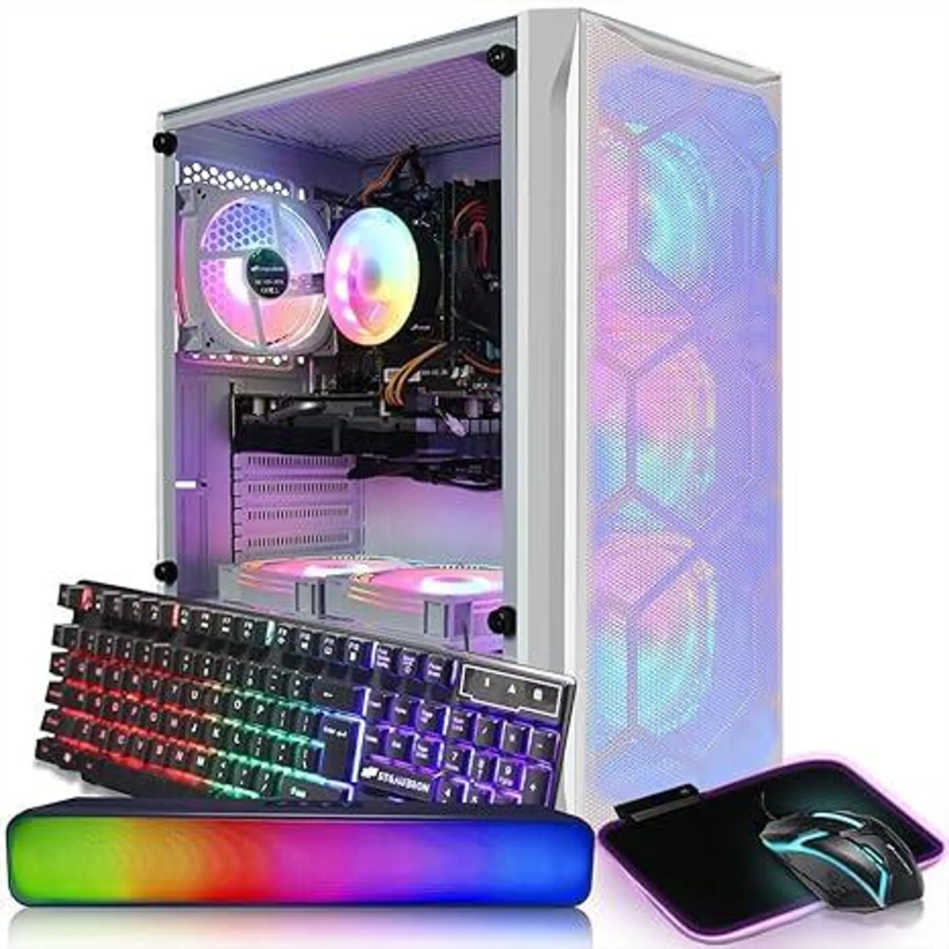 STGAubron Gaming Diamond Desktop, Intel Core I7 3.4 GHz up to 3.9 GHz, GTX 1660 Ti 6G GDDR6, 16G RAM, 512G SSD, WIFI, BT 5.0, RG