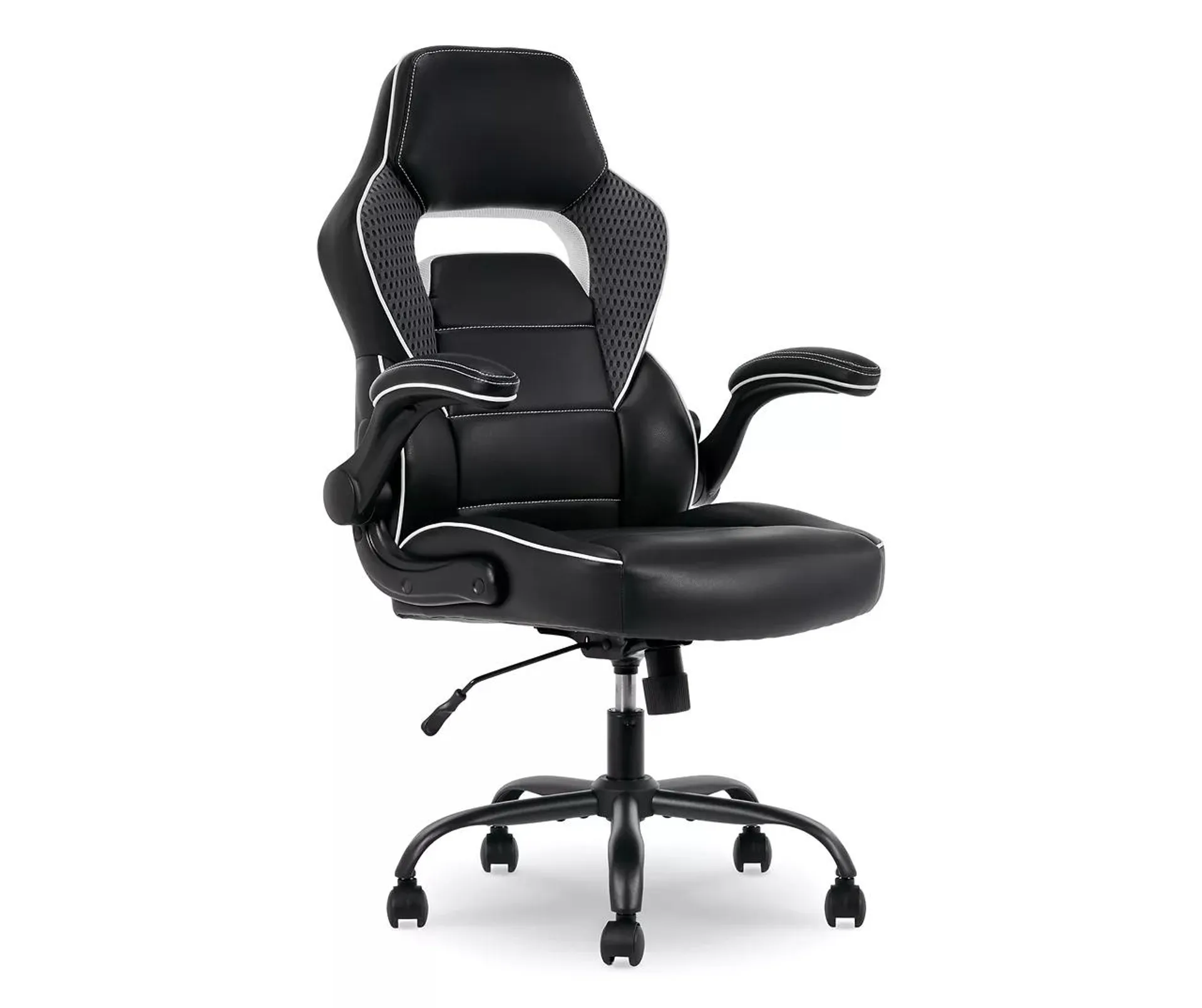 White & Black Faux Leather Gaming Chair