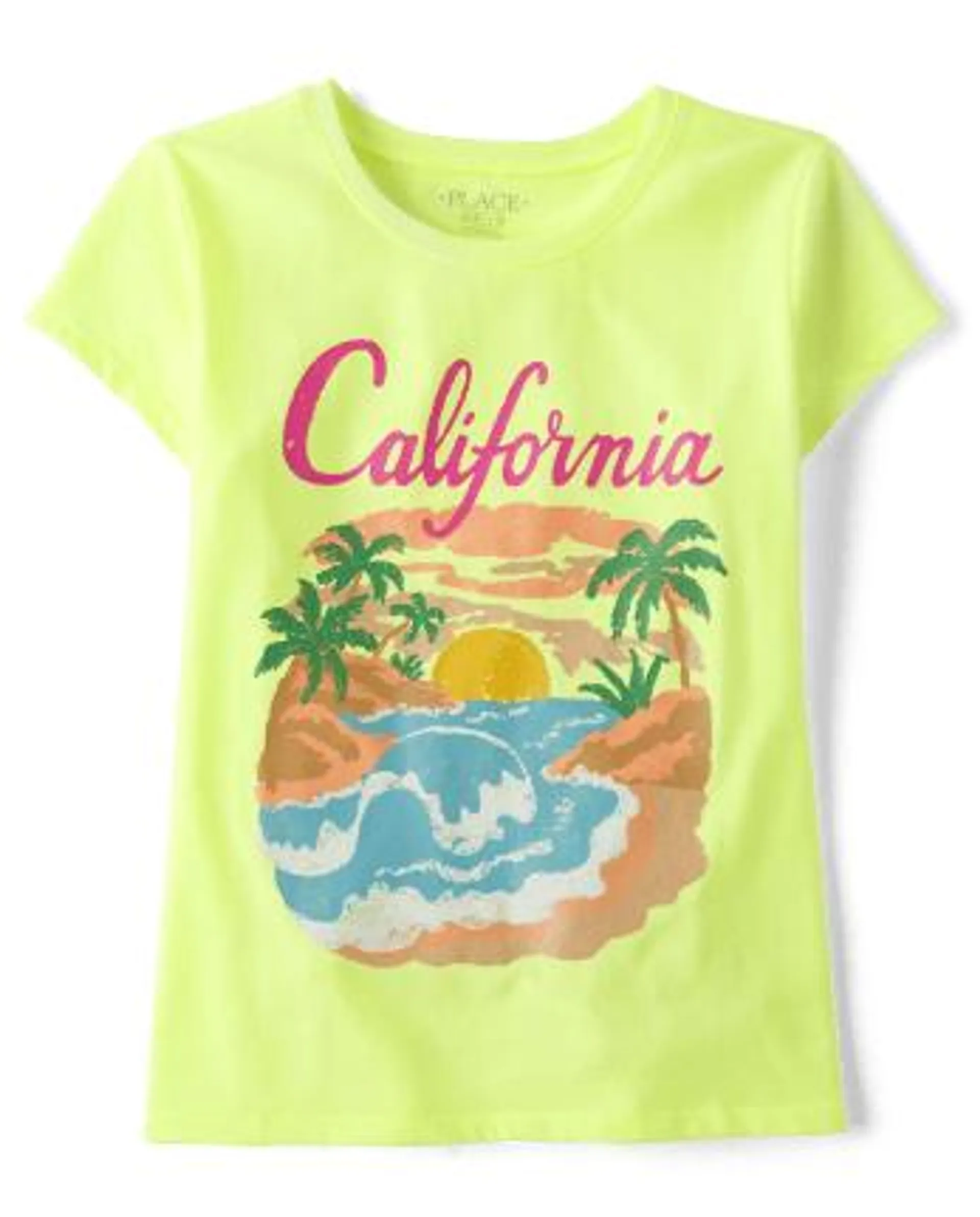 Girls California Graphic Tee - s/d lime zest