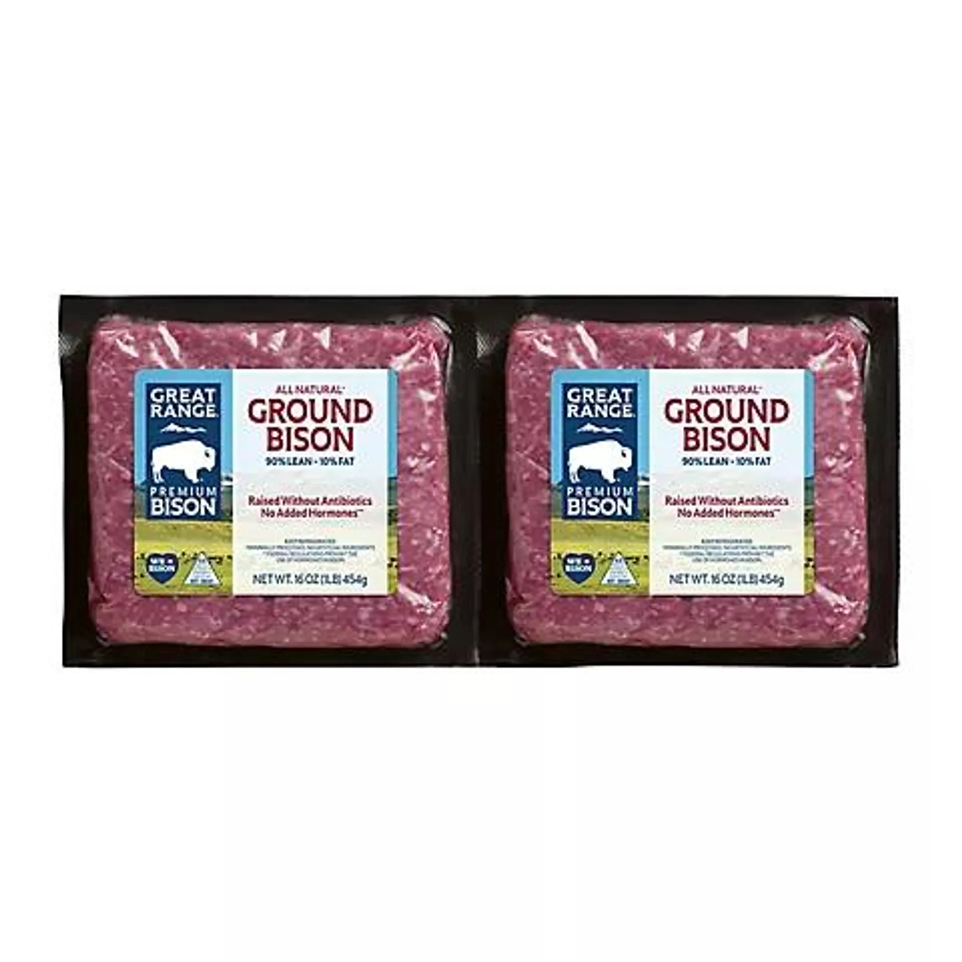 Great Range Ground Bison, 90% Lean, 2 pk./1 lb. each