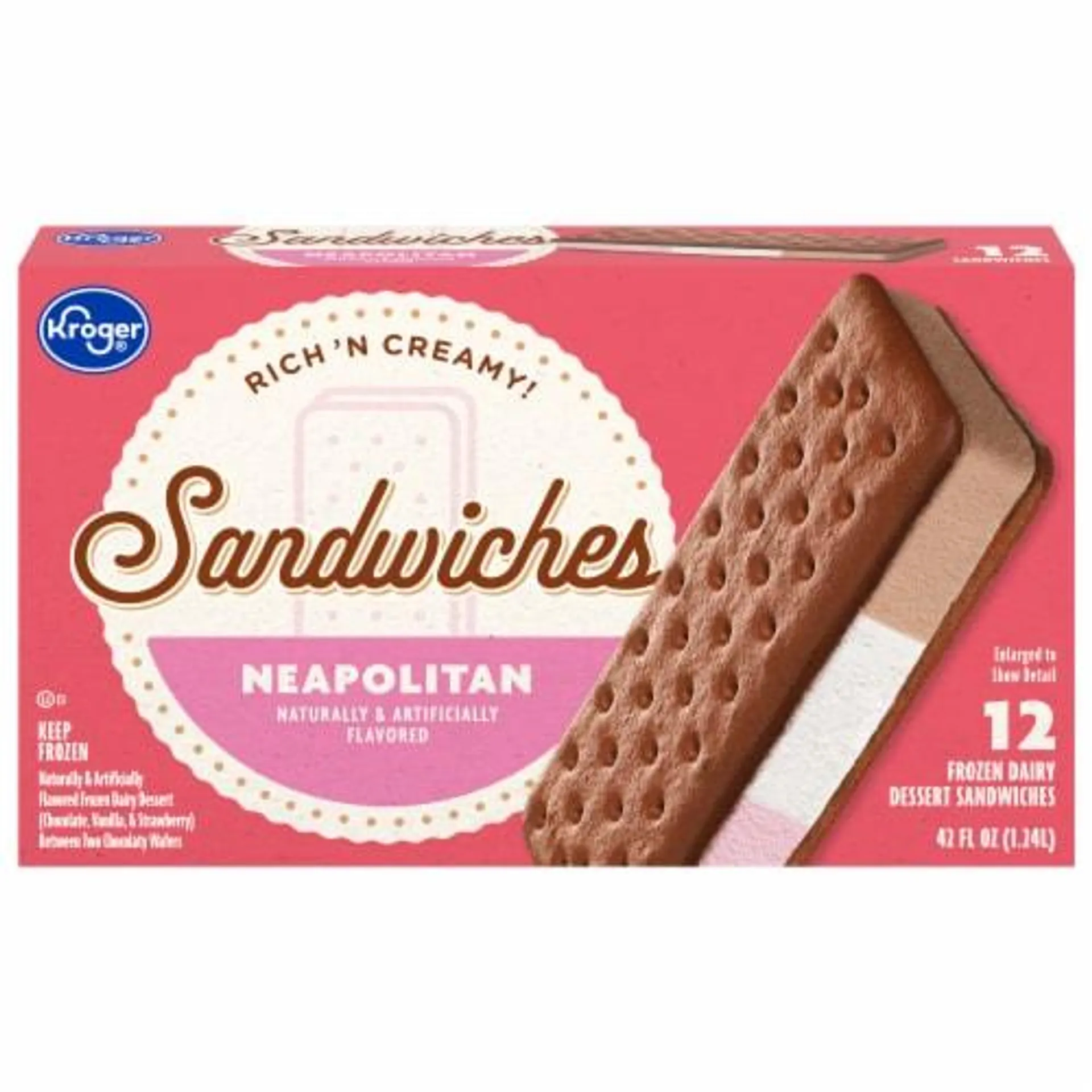 Kroger® Neapolitan Frozen Dairy Dessert Sandwiches