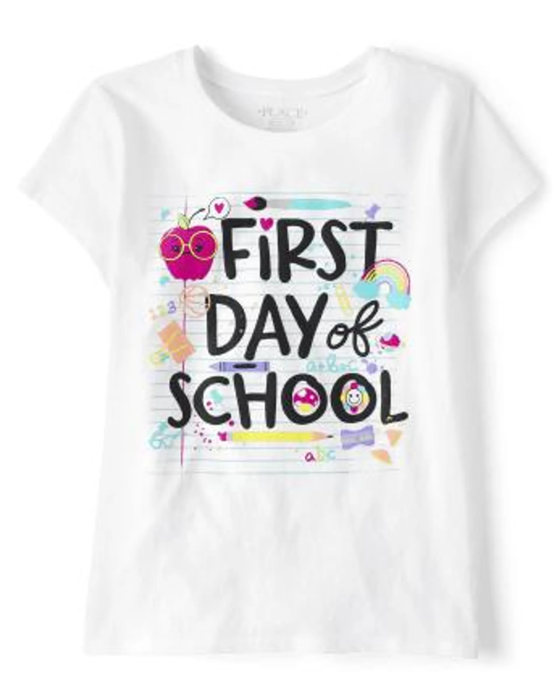 Girls First Day Of School Graphic Tee - white