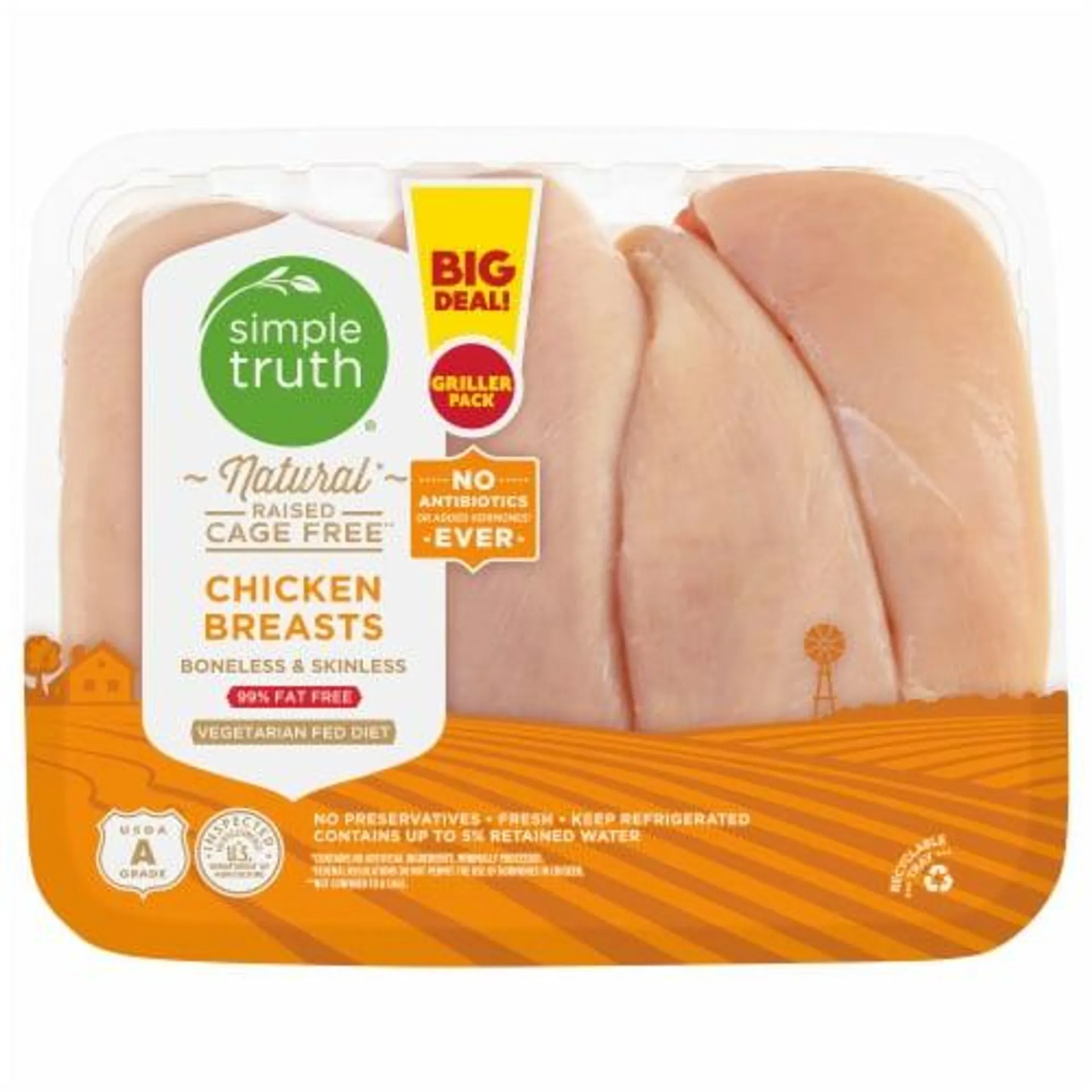 Simple Truth All Natural Boneless Skinless Family Pack Fresh Chicken Breast