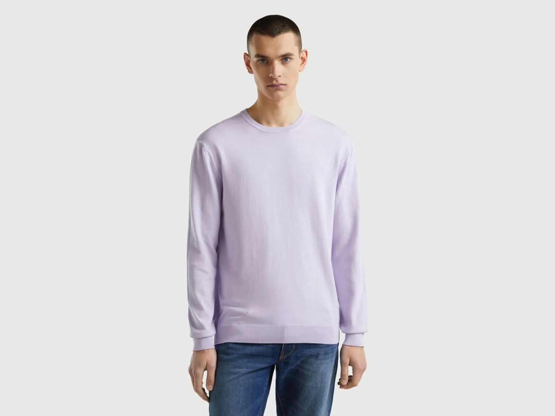 Crew neck sweater in 100% cotton