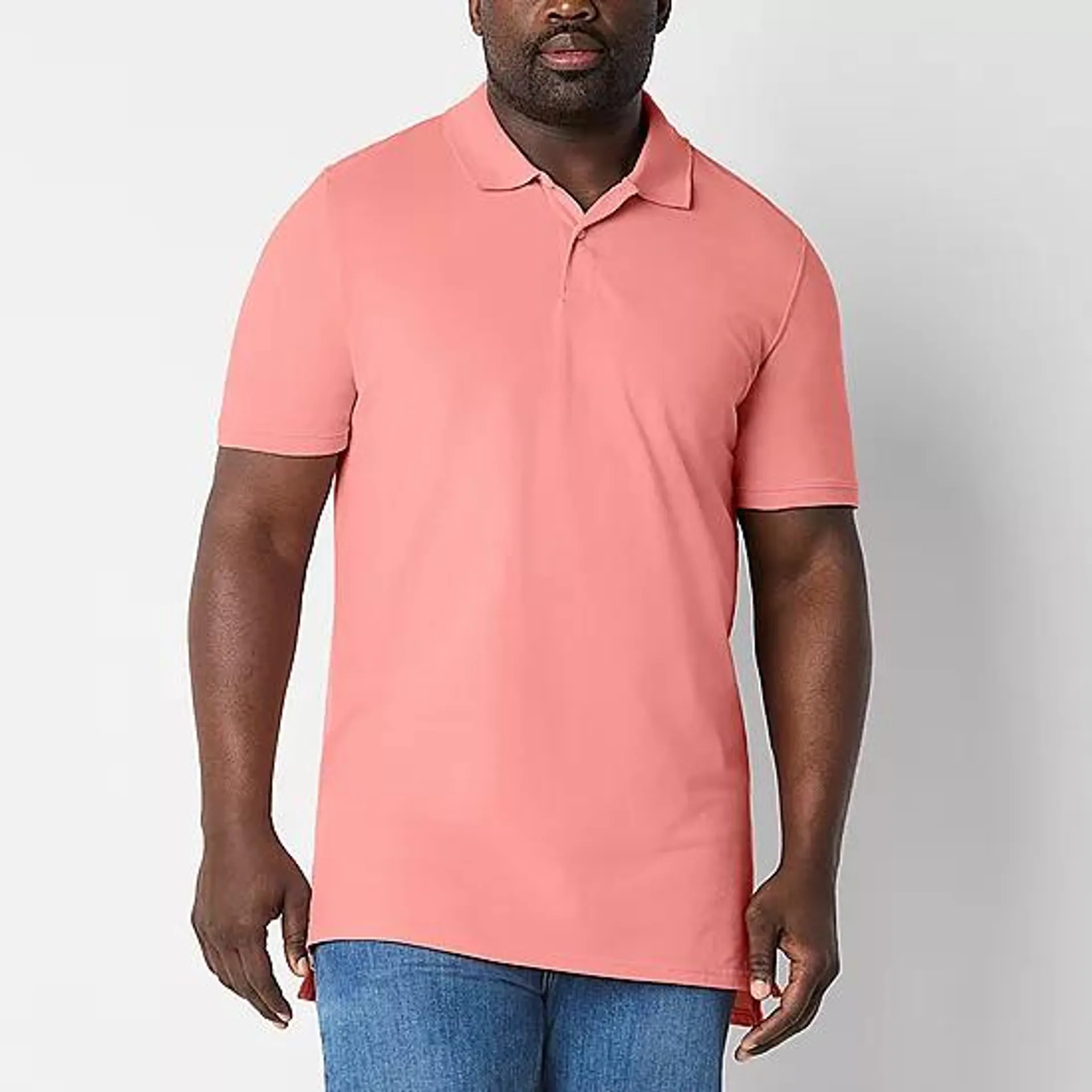 St. John's Bay Pique Big and Tall Mens Regular Fit Short Sleeve Polo Shirt