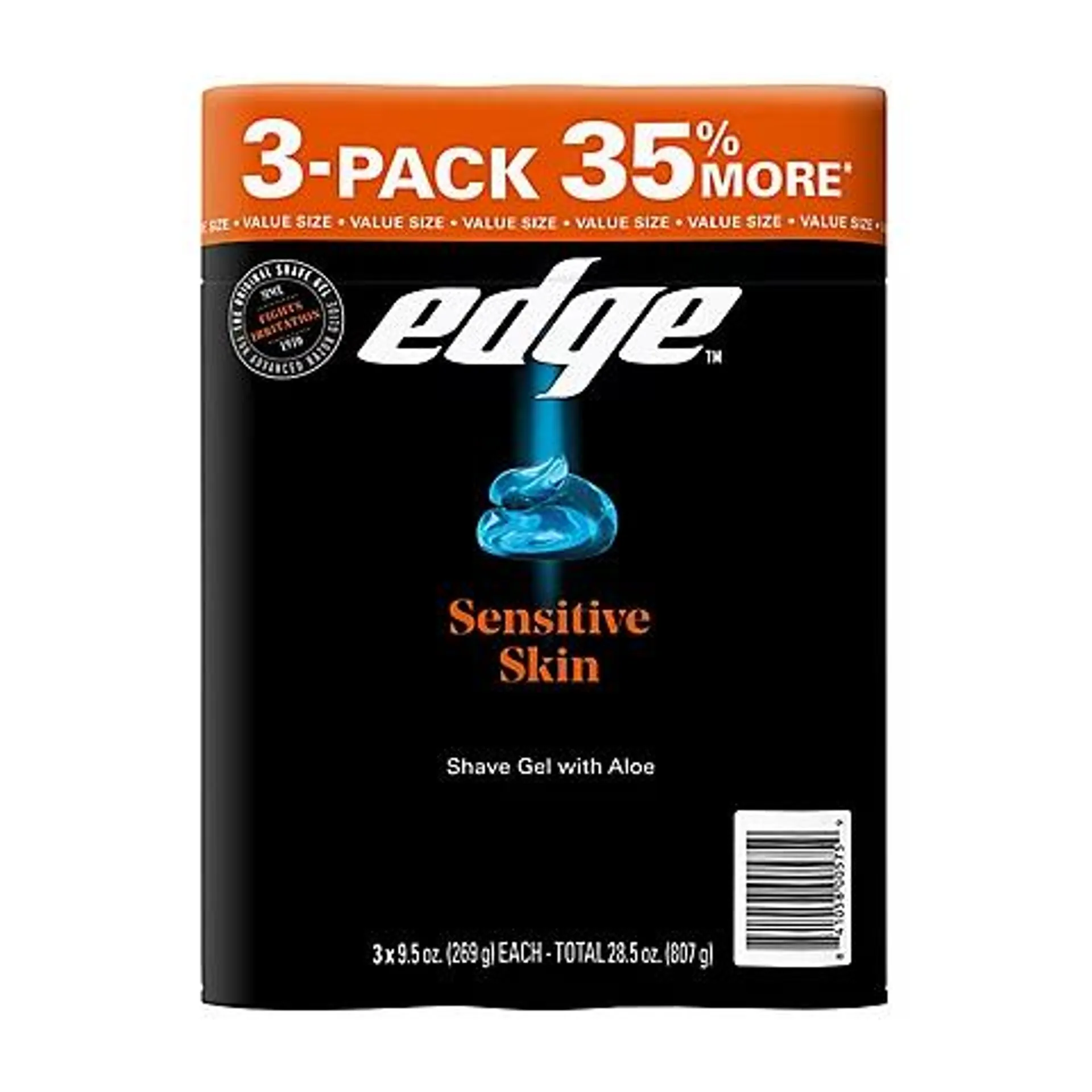 Edge Advanced Sensitive Skin Extra Moisturizing Shave Gel, 3 pk./9.5 oz.