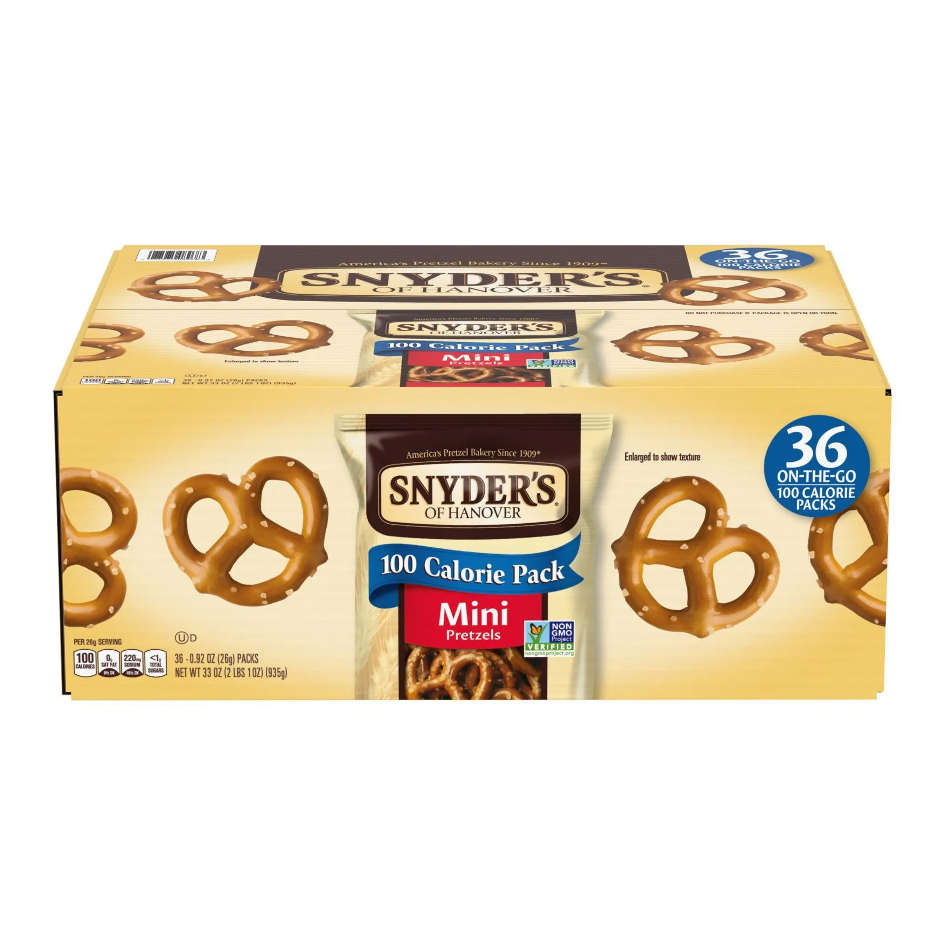 Snyder's of Hanover Mini Pretzels, 100 Calorie Individual Packs, 36 pk.