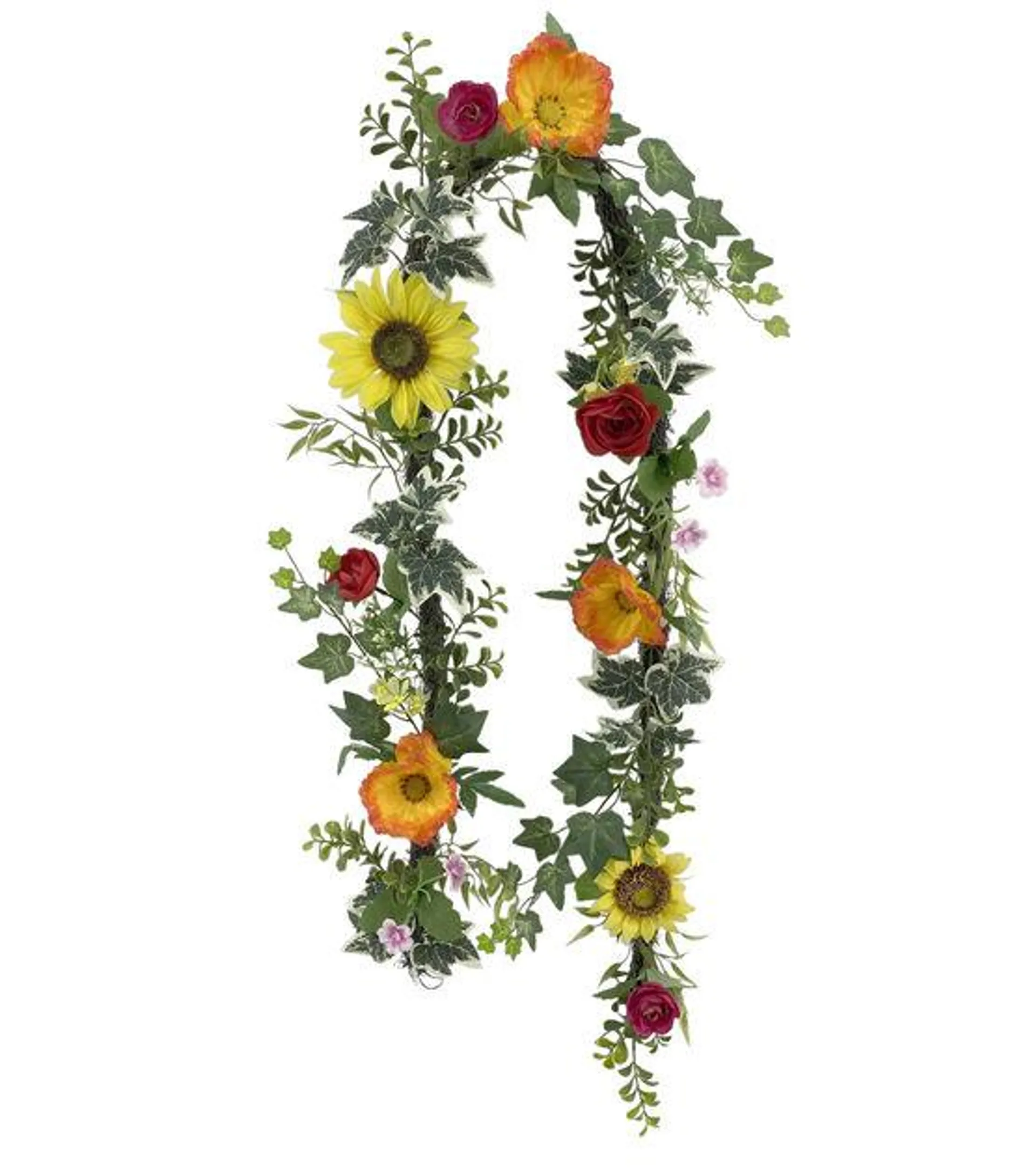 72" Summer Yellow Sunflowers & Red Poppies Garland by Bloom Room