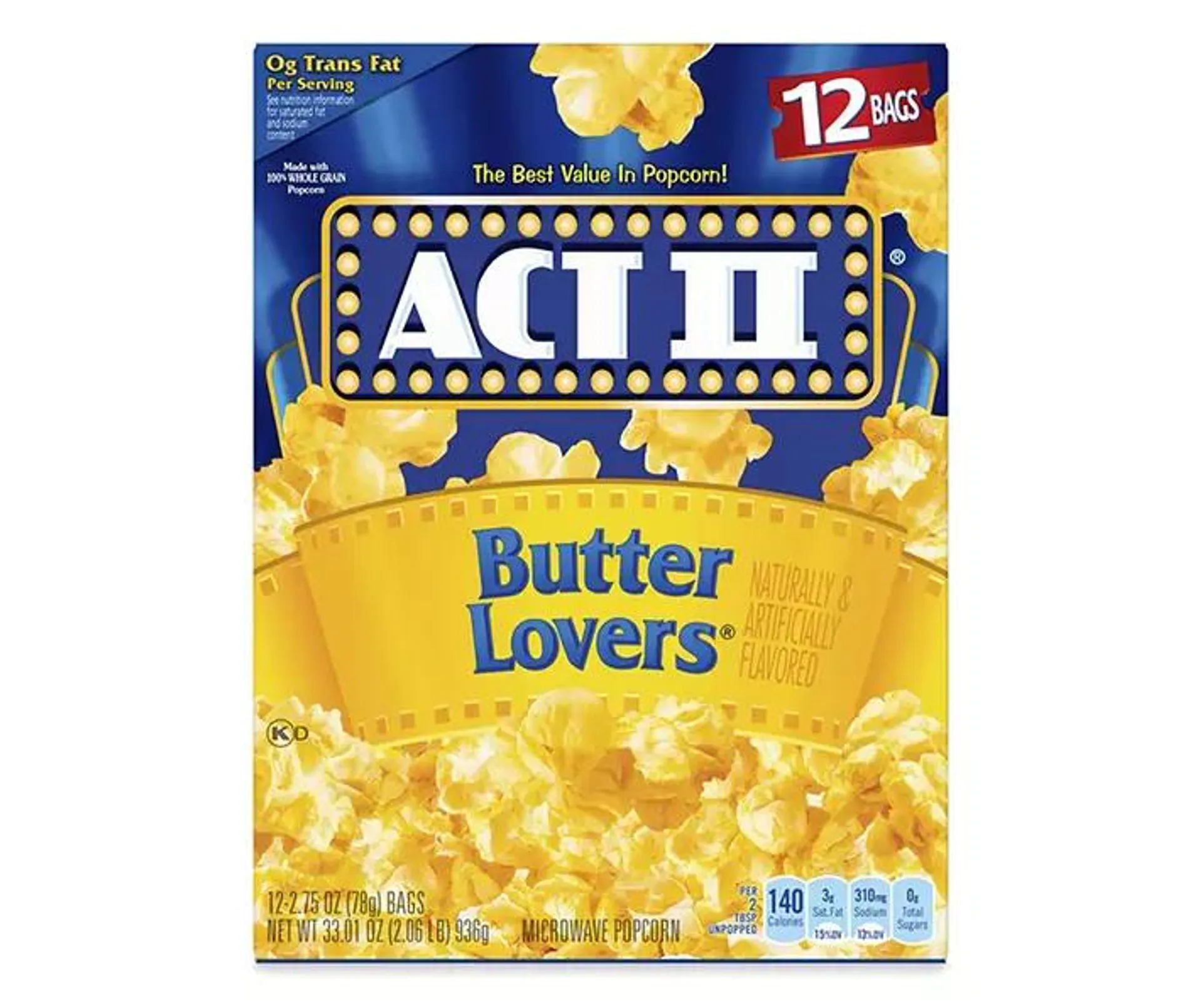 Butter Lovers Microwave Popcorn, 12-Pack