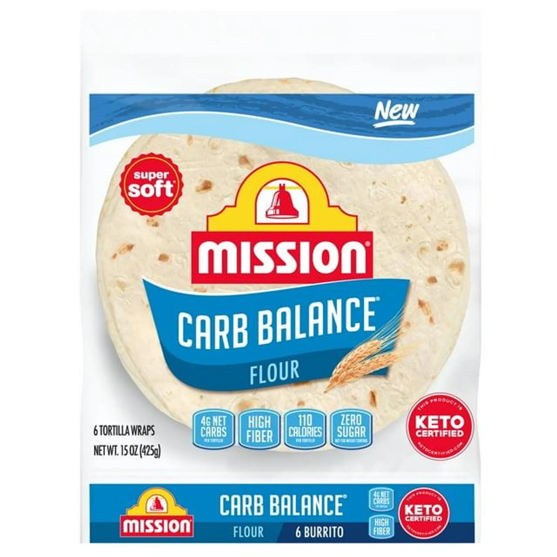 Mission Carb Balance Flour Tortillas, Burrito Size, 6 Count