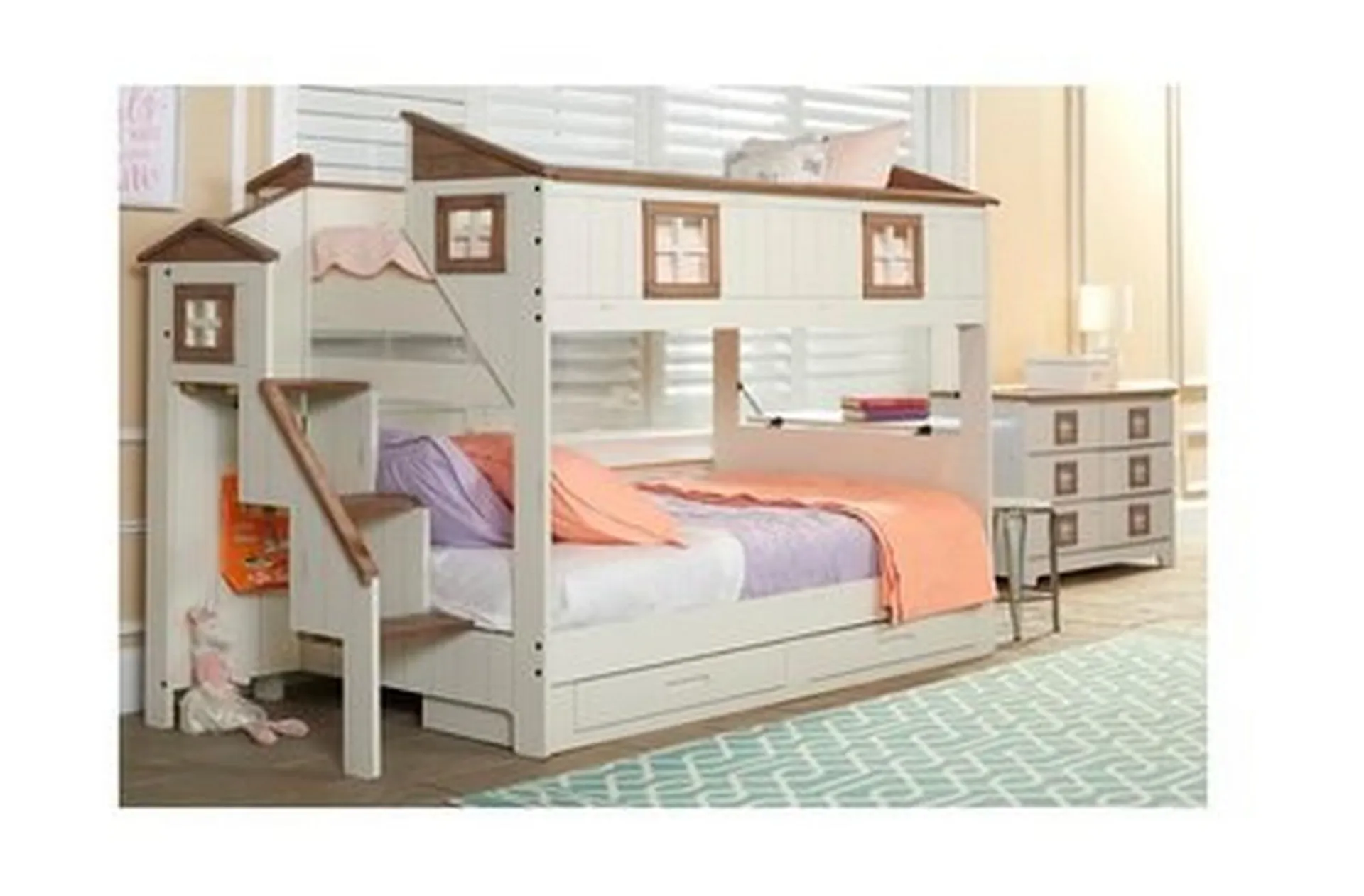 Cama litera con almacenamiento tamaño twin sobre twin Home Sweet Home