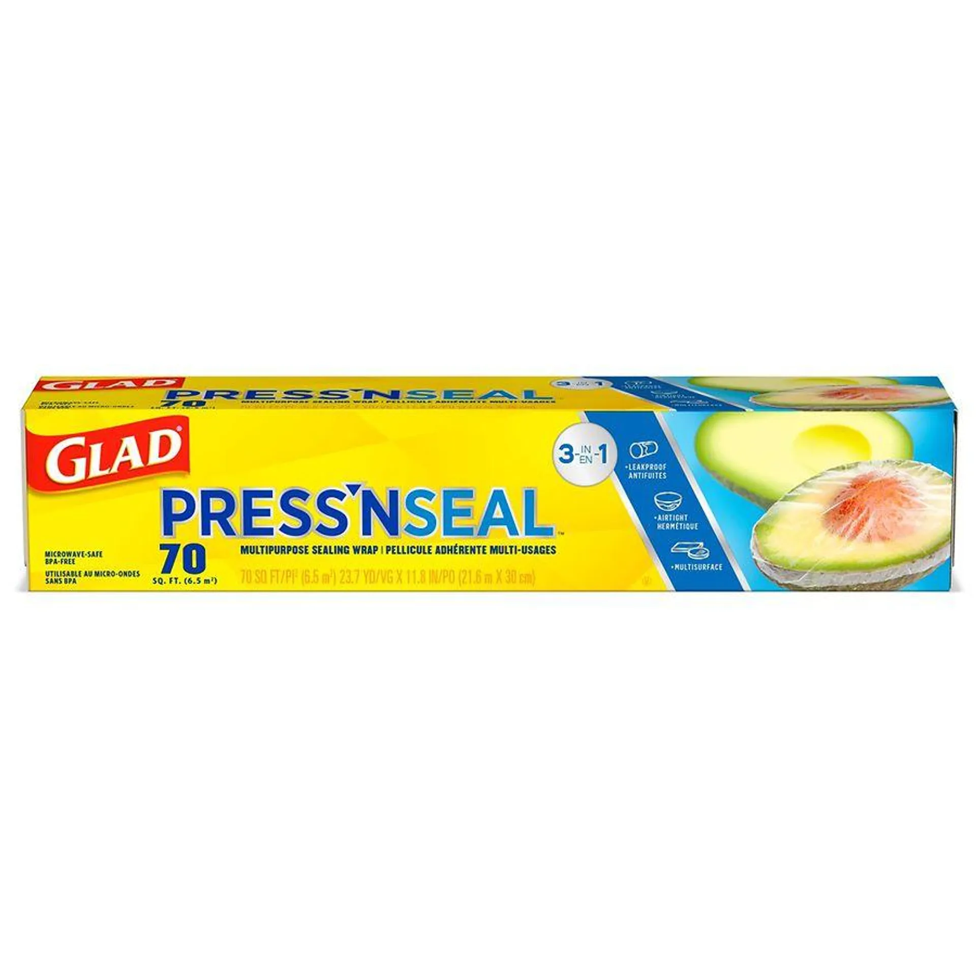 Glad Press'n Seal Plastic Food Wrap, 70 ft, 23.7 yd