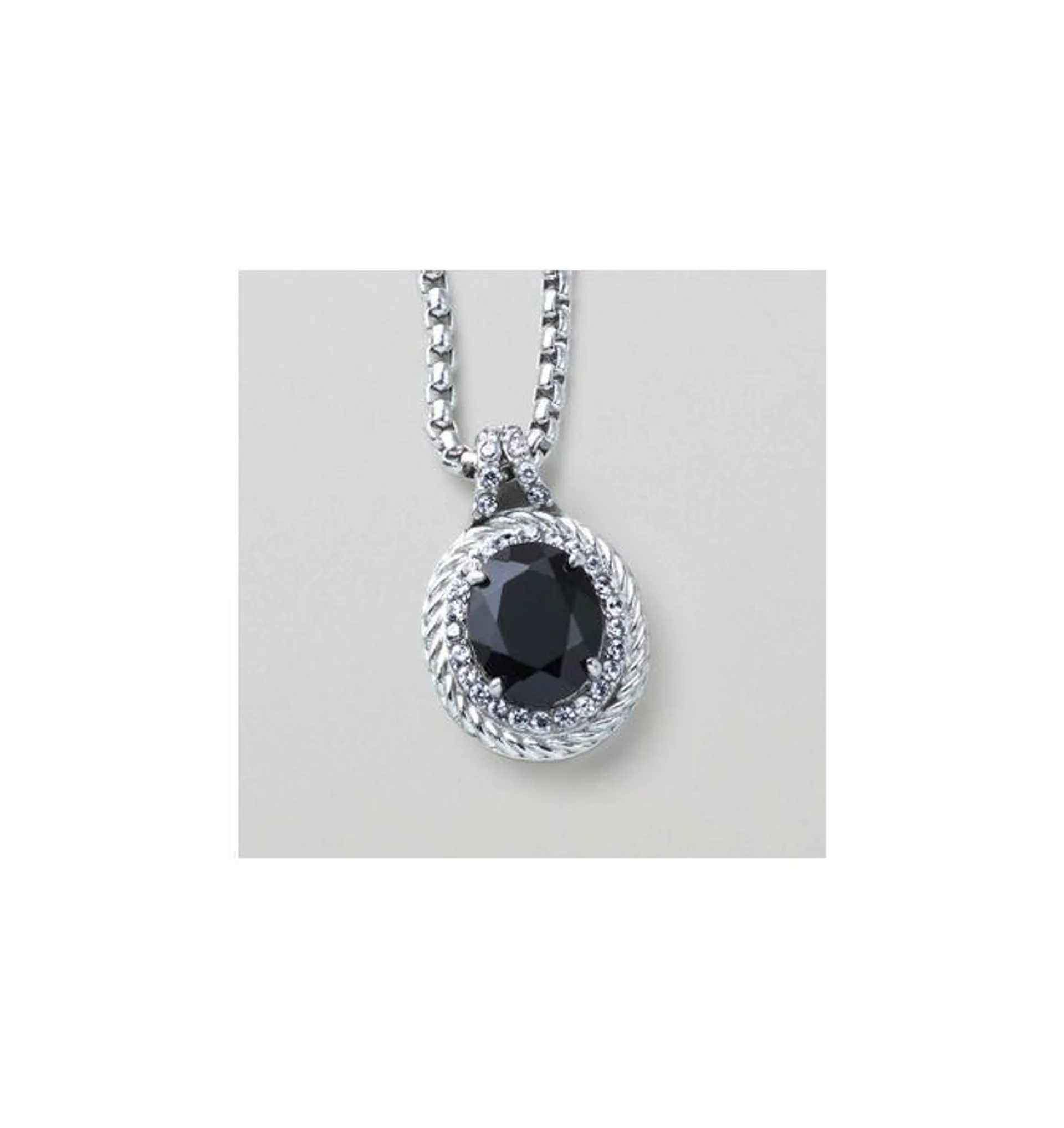 Stainless Steel Faceted Onyx Halo Necklace