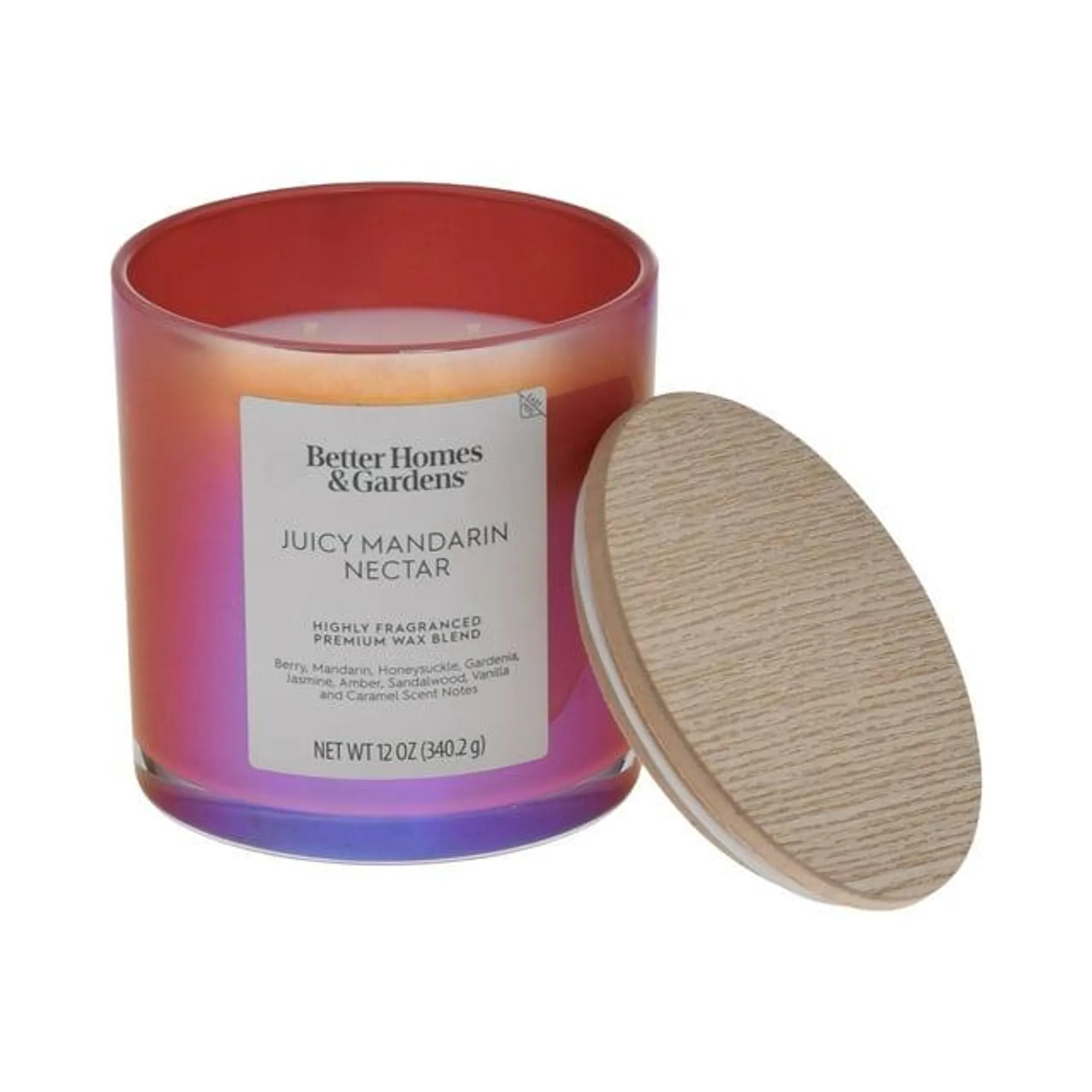 Better Homes & Gardens Juicy Mandarin Nectar Scented 2-Wick 12oz Iridescent Jar Candle