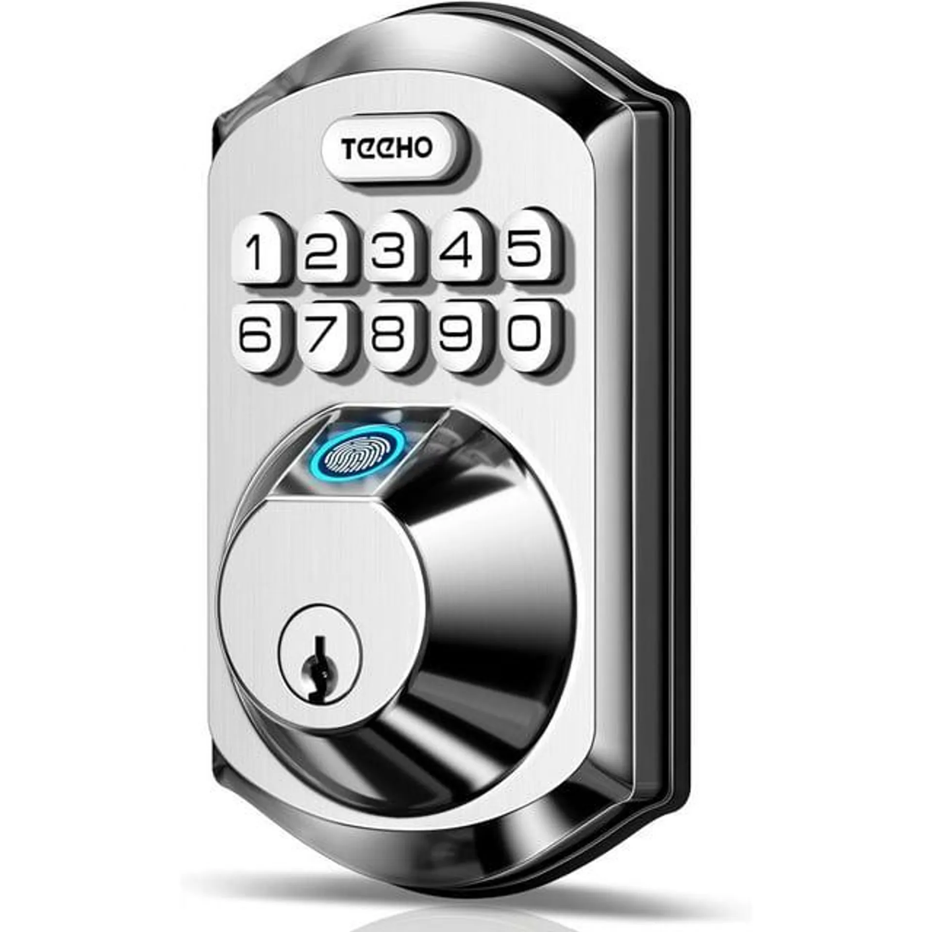 TEEHO Fingerprint Door Lock, Keyless Entry Smart Lock, Electronic Deadbolt Digital Doors Locks Fingerprint/Keypad Code/Key For Front Door Easy Installation-Satin Nicke