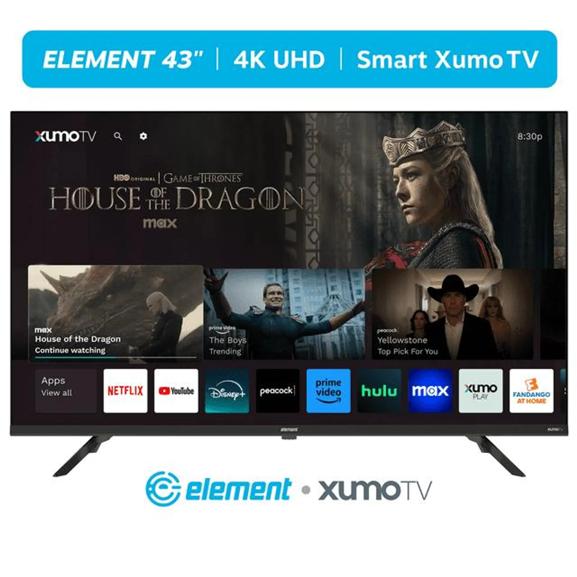 Element 43" Class 4K UHD (2160p) LED XUMO Smart Television HDR (E550AE43C-G)