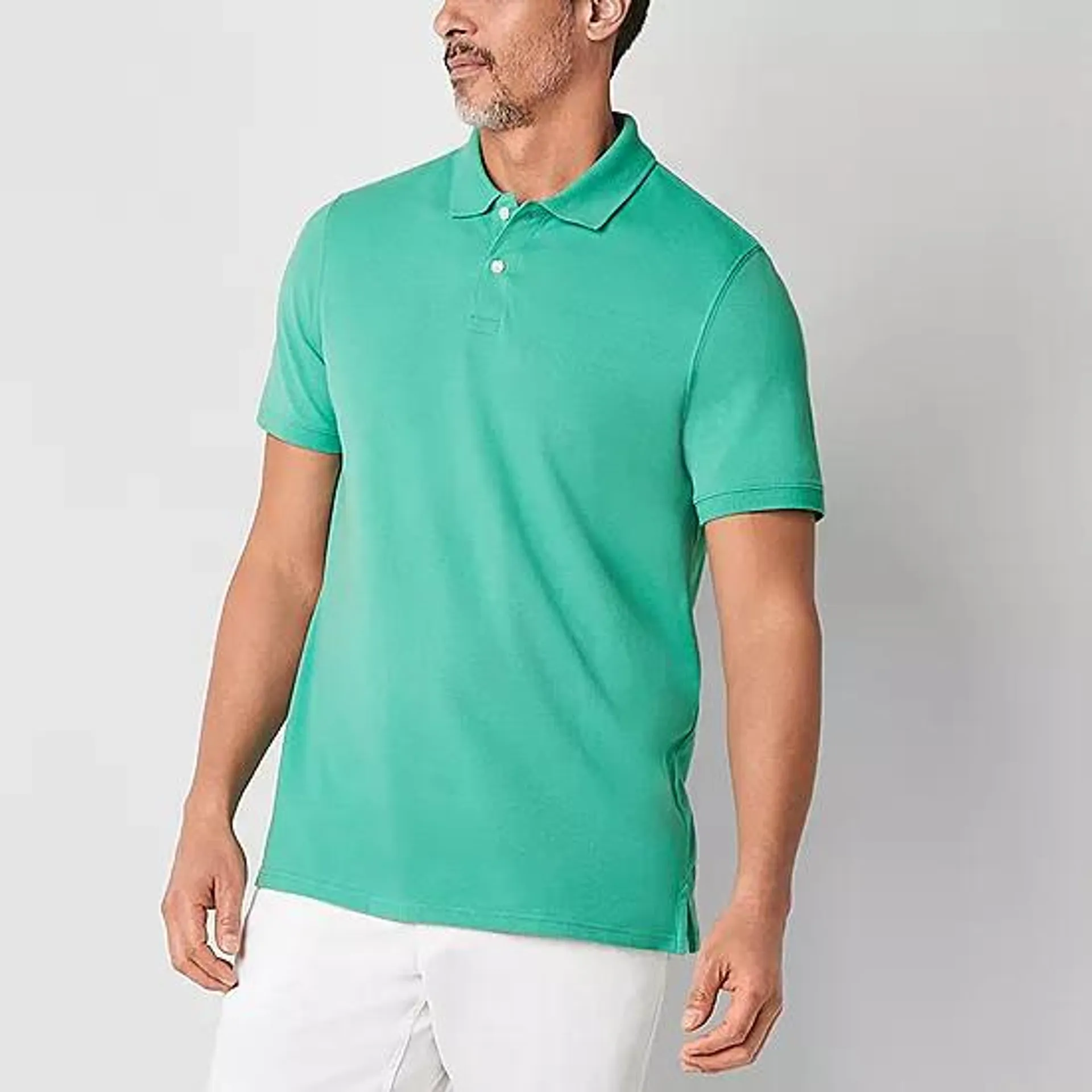 St. John's Bay Premium Stretch Mens Classic Fit Short Sleeve Polo Shirt