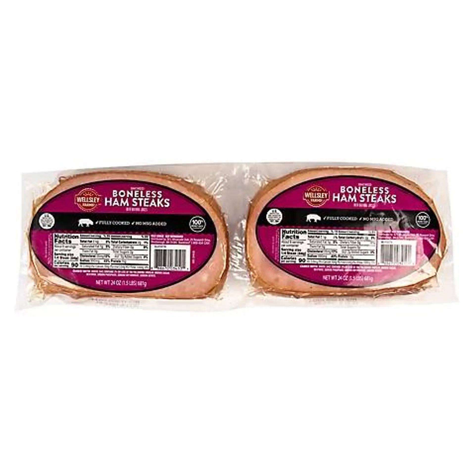 Wellsley Farms Fully Cooked Boneless Ham Steaks, 24 oz.