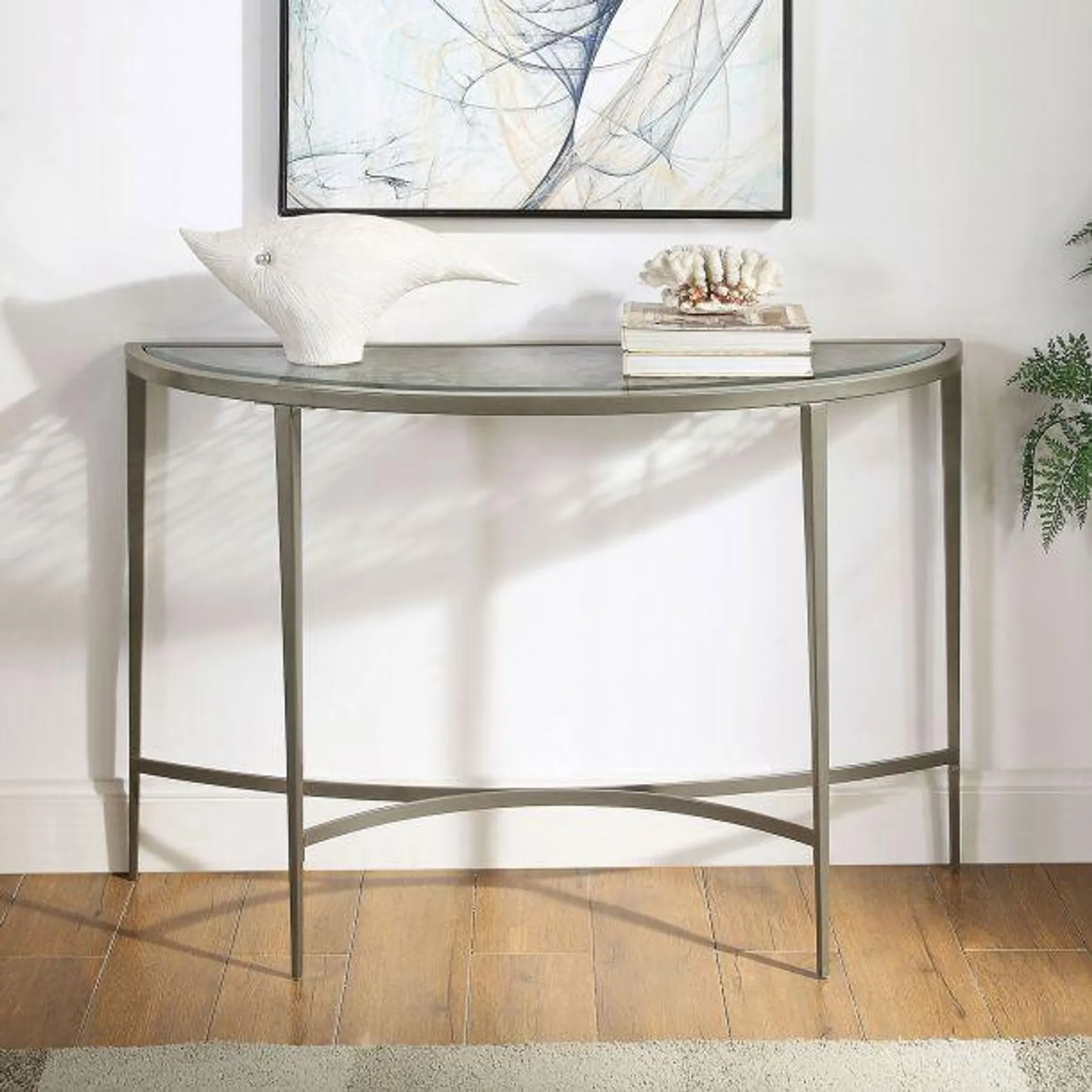 Freja 29" Sofa Table by Furniture of America - Silver