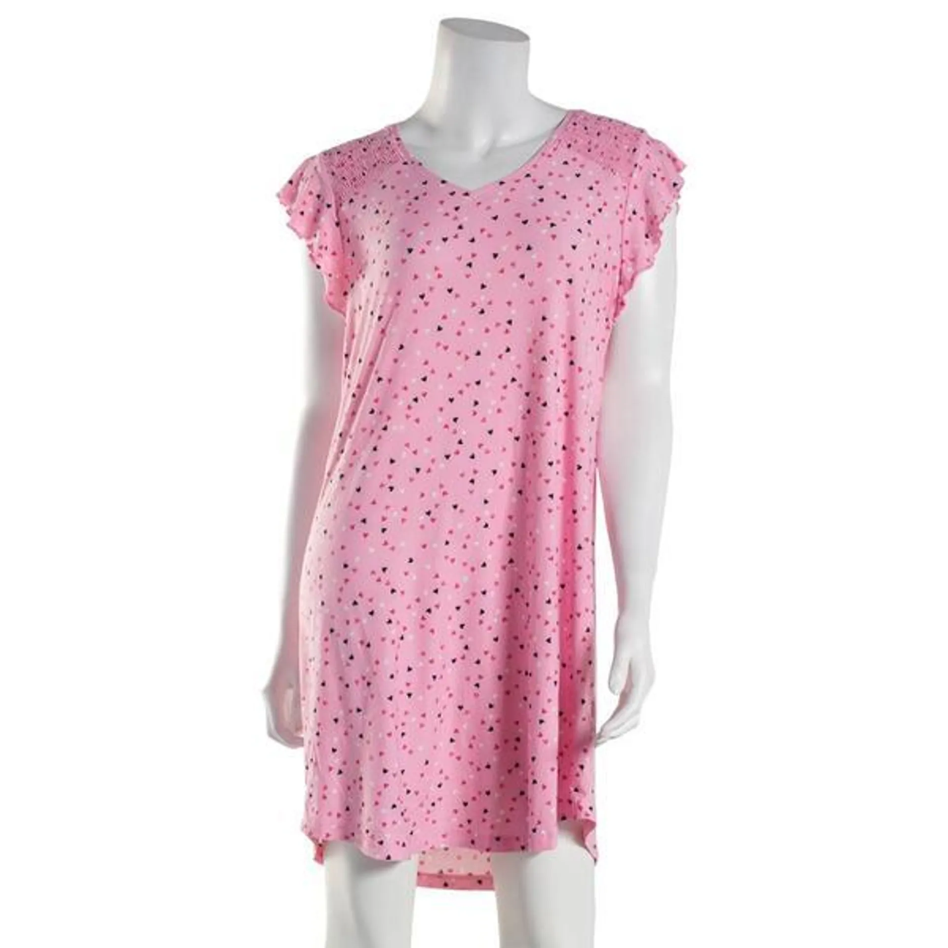 Womens Emily & Jane Flutter Sleeve V-Neck Heart Nightshirt