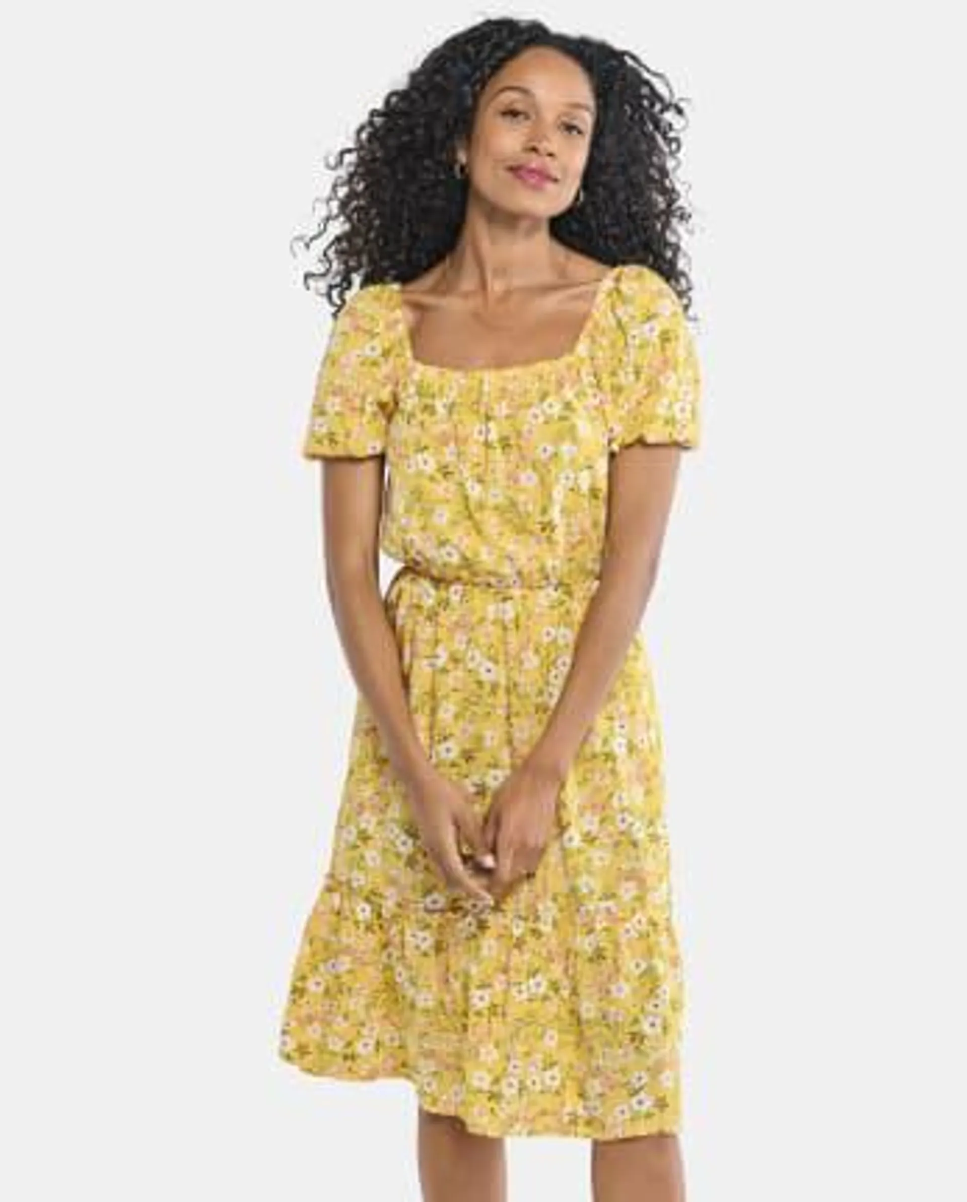 Womens Mommy And Me Floral Tiered Dress - sunset gold