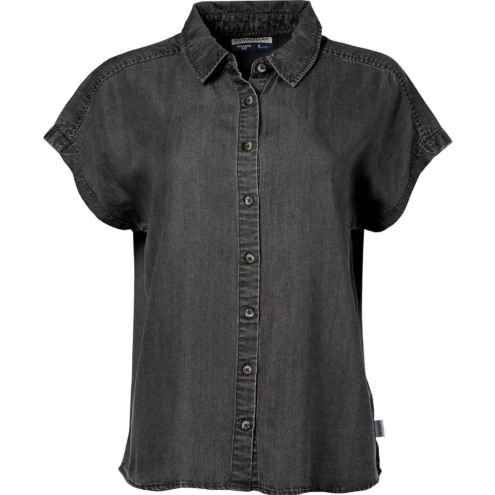 Magellan Outdoors Women's Barton Creek Chambray Short Sleeve Button Down Shirt