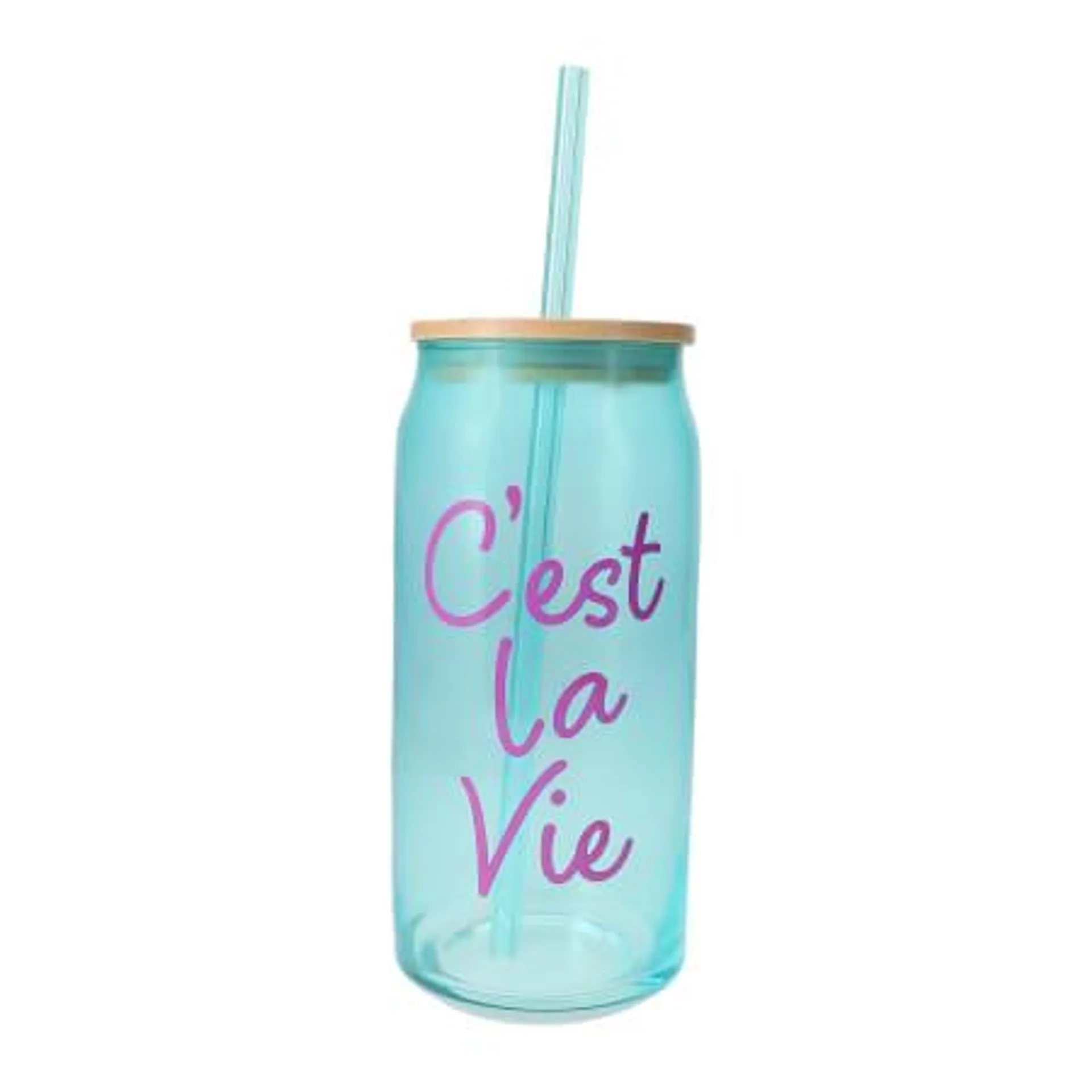 Summer Glass Tumbler With Lid 20oz