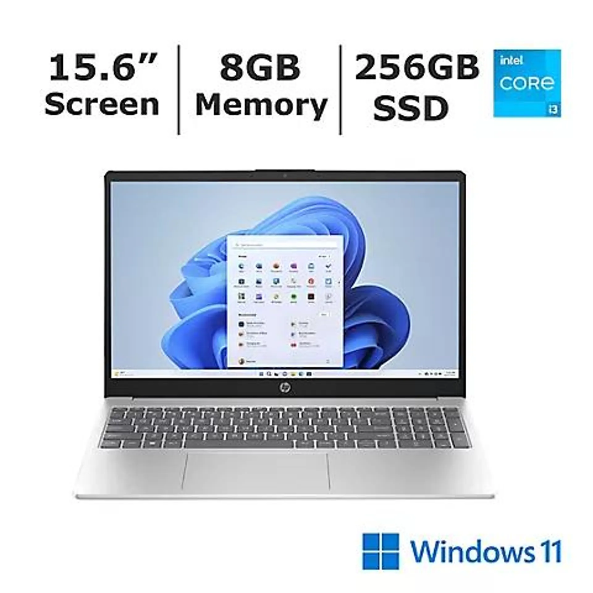 HP 15.6" HD Touchscreen Notebook 15-fd0056nr, Intel Core i3-1315U 1.2GHz, 8GB RAM, 256GB PCIe SSD, Windows 11 Home