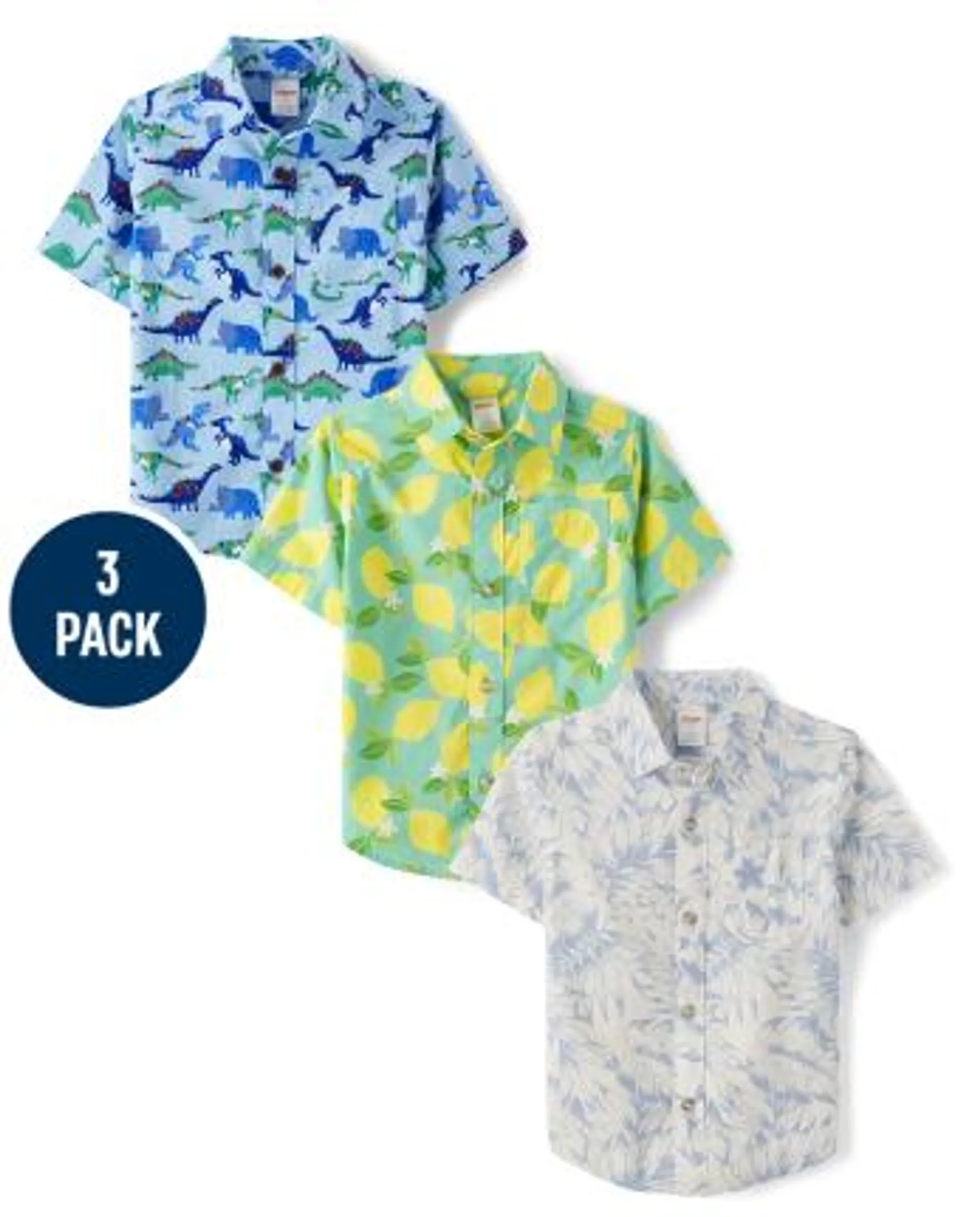 Boys Print Button Up Shirt 3-Pack - Little Classics - multi clr