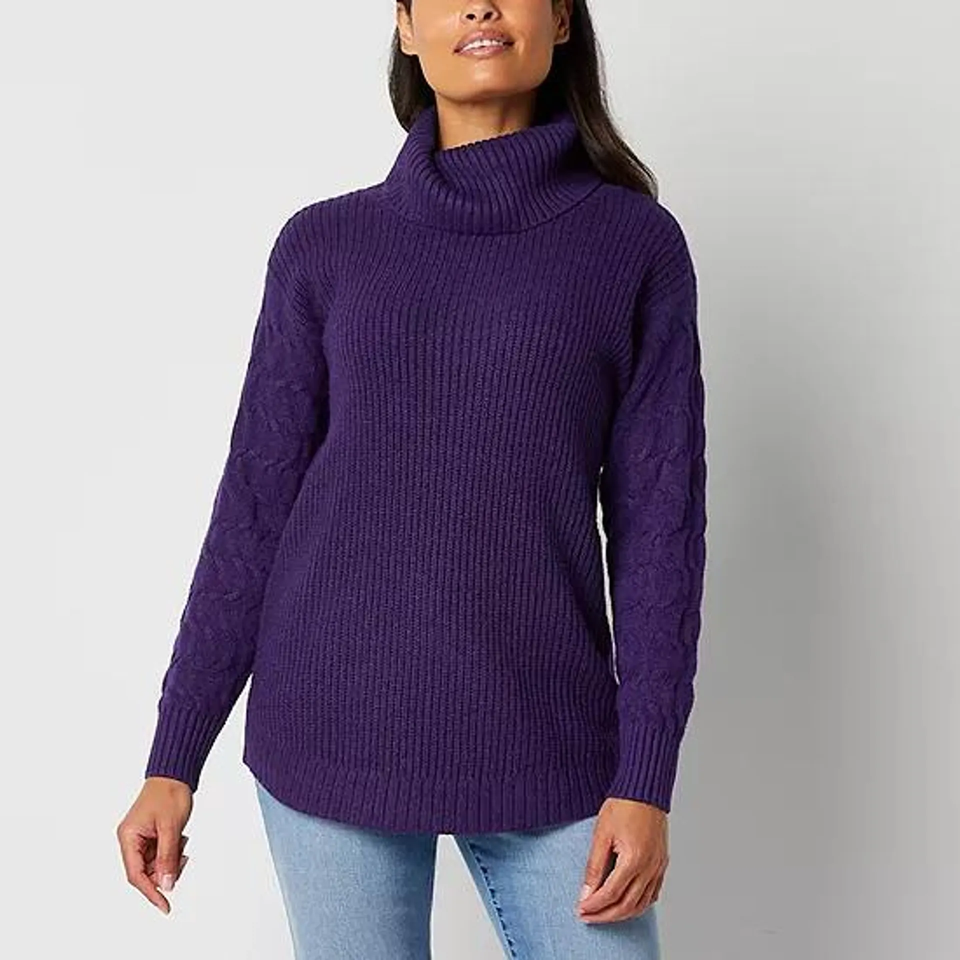 St. John's Bay Womens Turtleneck Long Sleeve Pullover Sweater