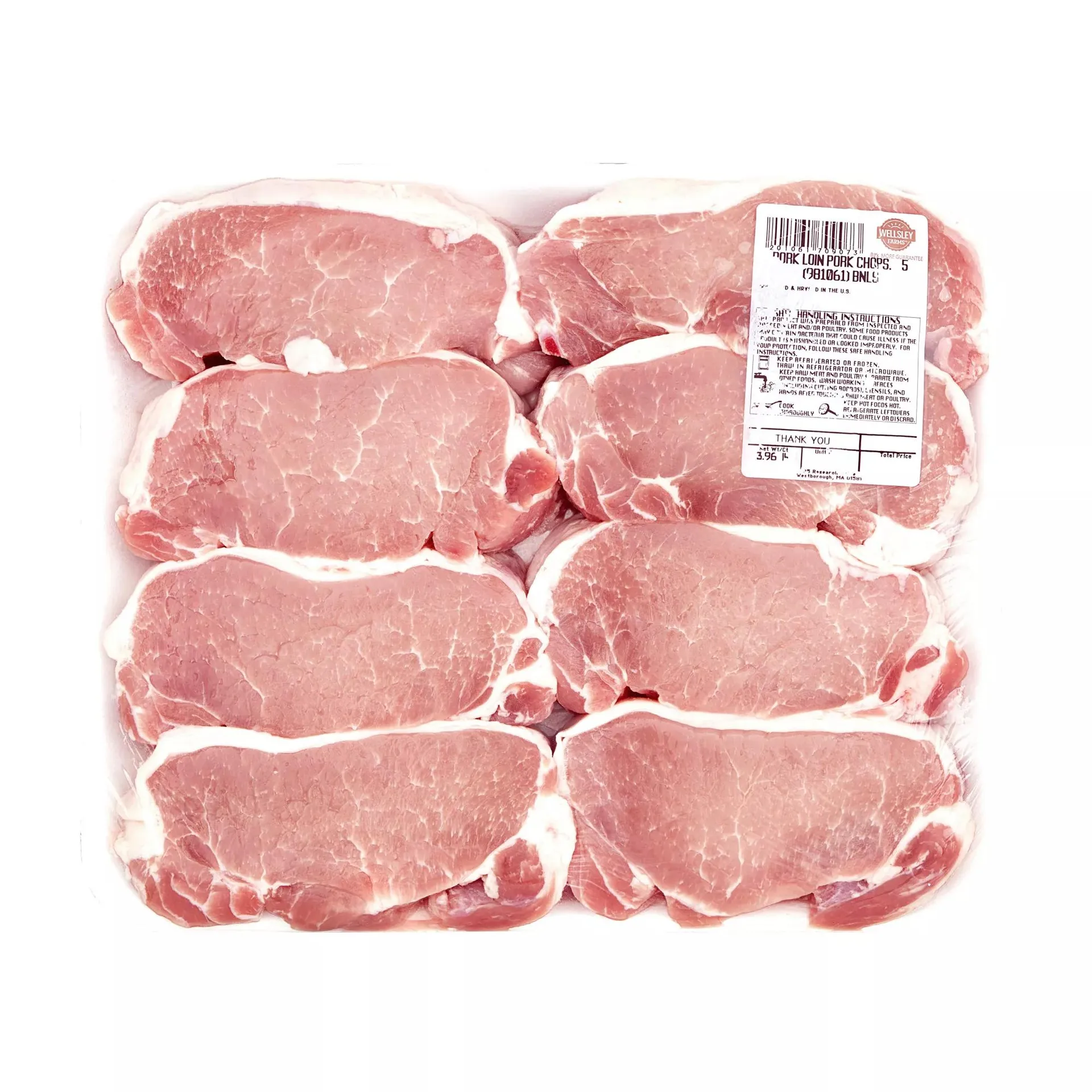 Wellsley Farms Boneless Fresh Pork Loin Chops, 4.75-5.5 lb