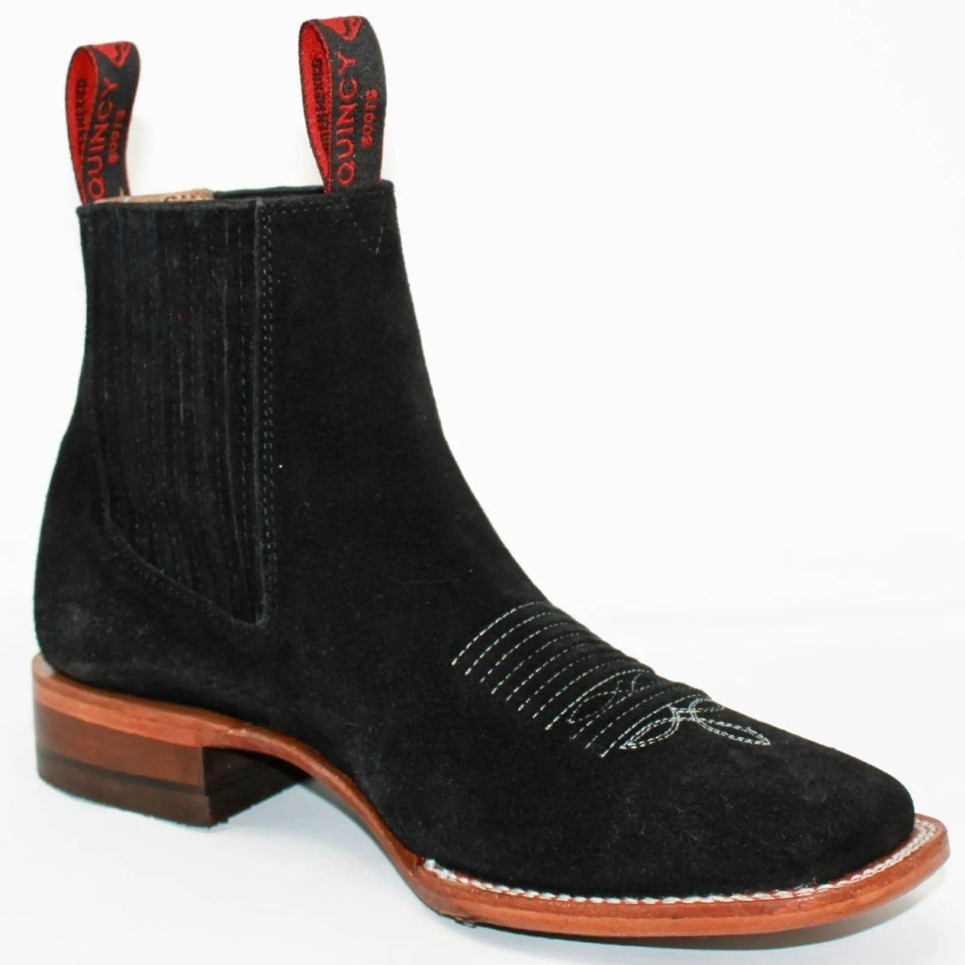 Botines Charros de Gamuza Punta Cuadrada para Joven Color Negro Q82BJ6305