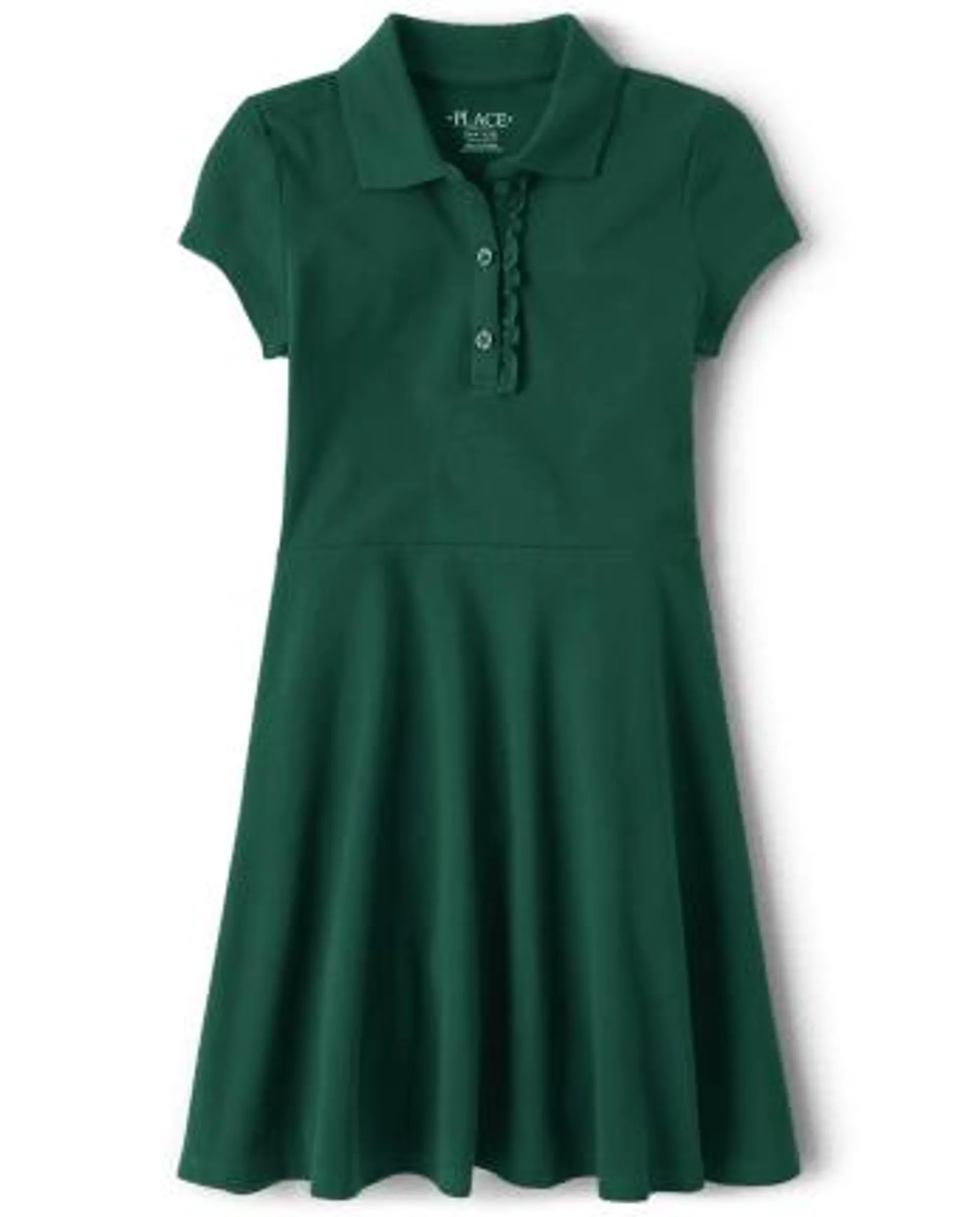 Girls Uniform Ruffle Pique Polo Dress - spruceshad