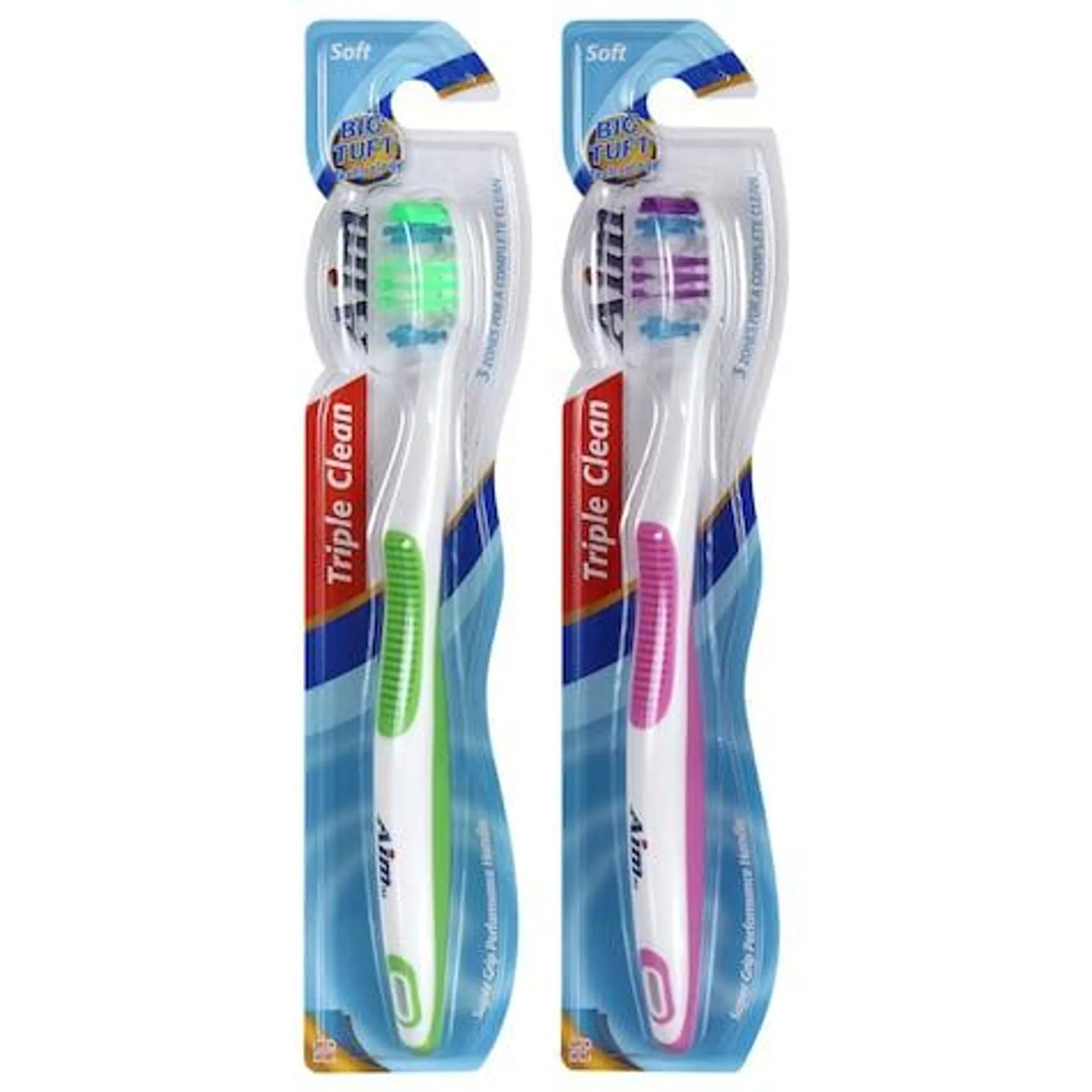 Aim Triple Clean Soft-Bristle Toothbrushes