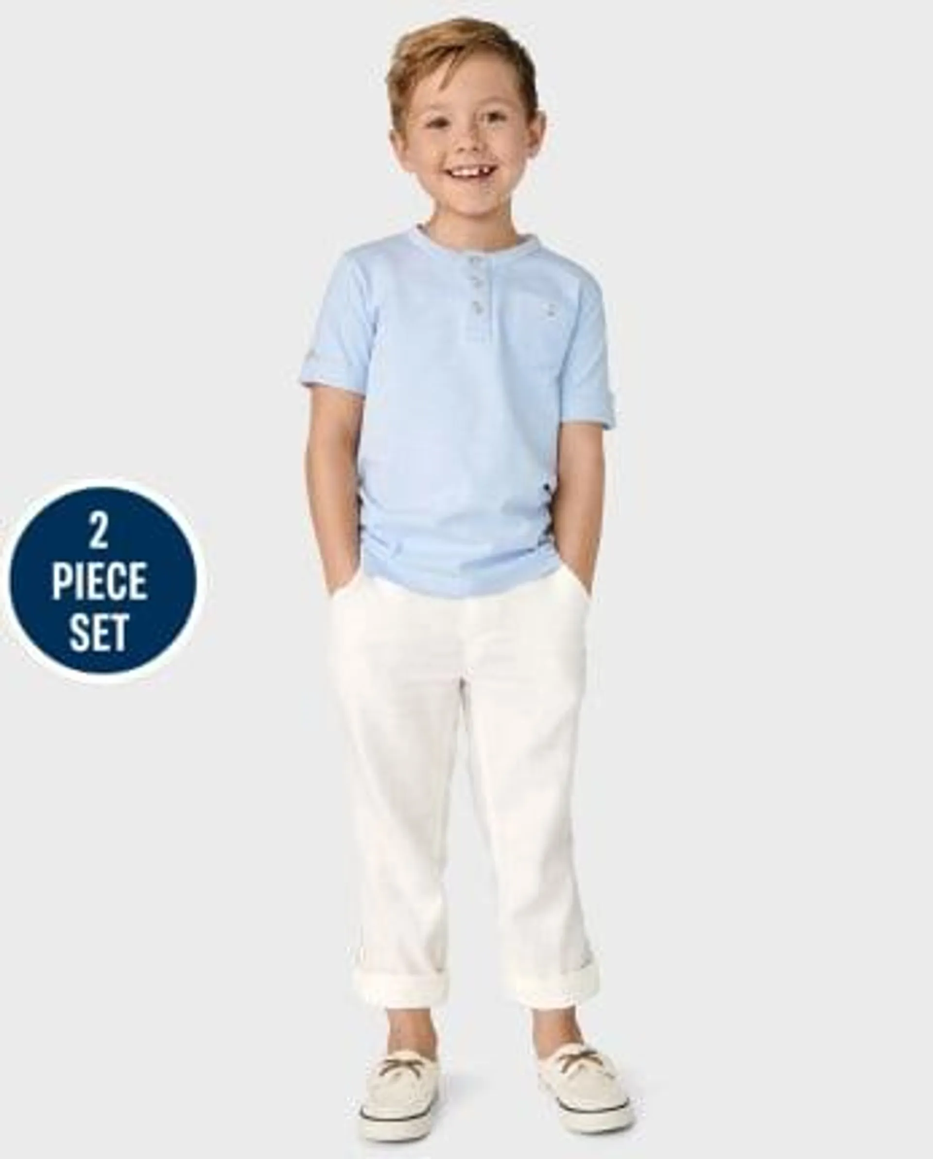 Boys Roll Cuff 2-Piece Outfit Set - Prairie Fields - multi clr