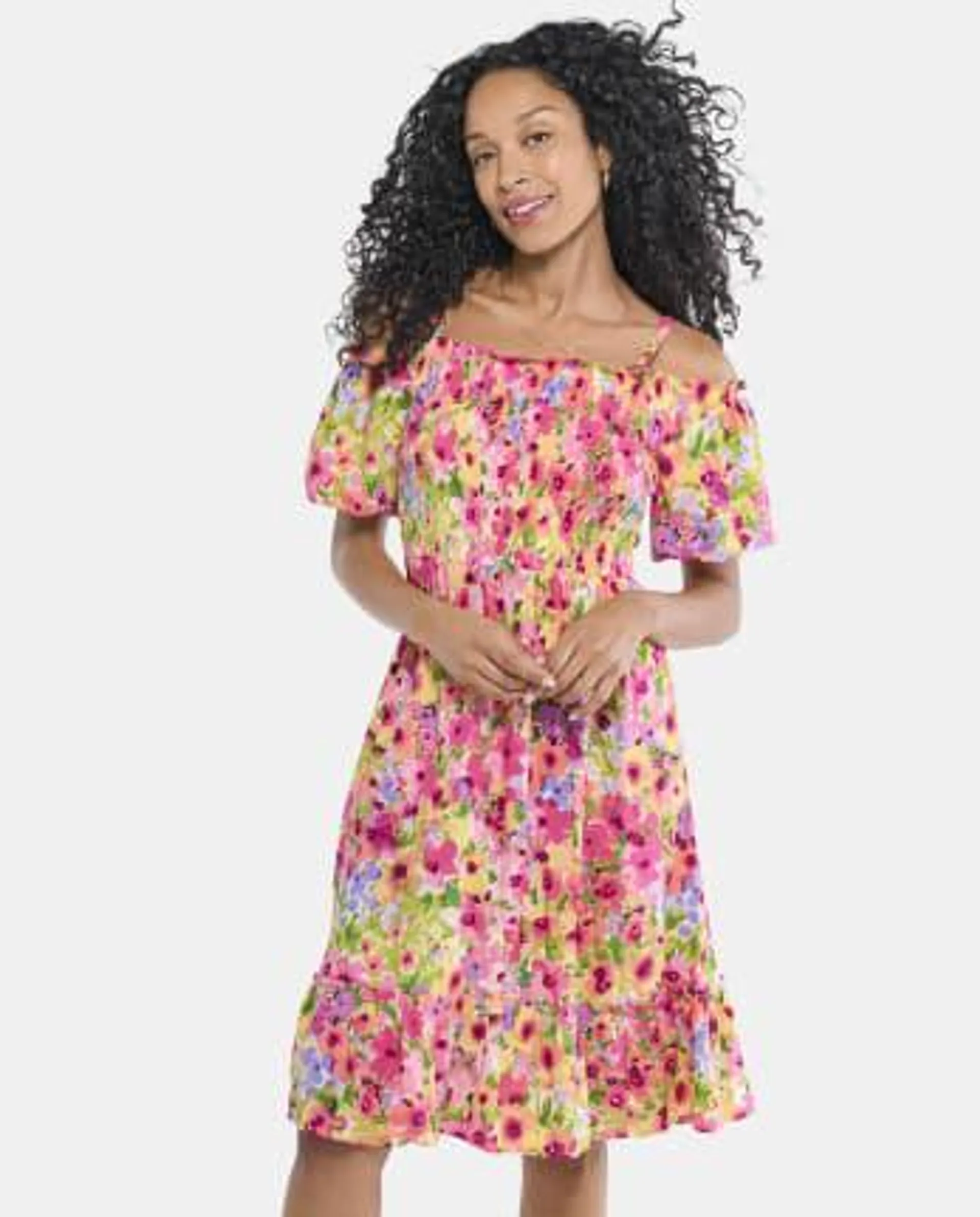 Vestido con volantes florales de mamá y yo para mujer - wintrberry