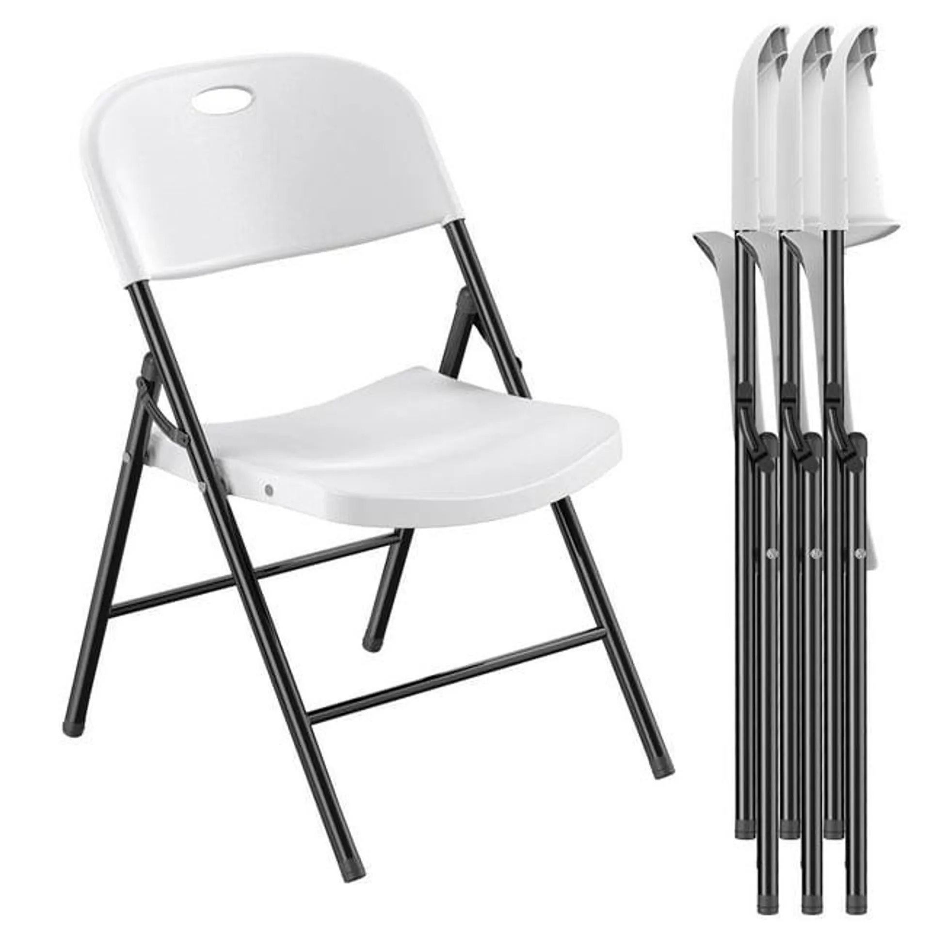 Nazhura 4 Pack 650 Weight Limit Heavy Duty Plastic Folding Chair with Reinforced Steel Frame for Indoor and Outdoor, Wedding, Party, Restaurant, Meeting Room, Patio and Garden