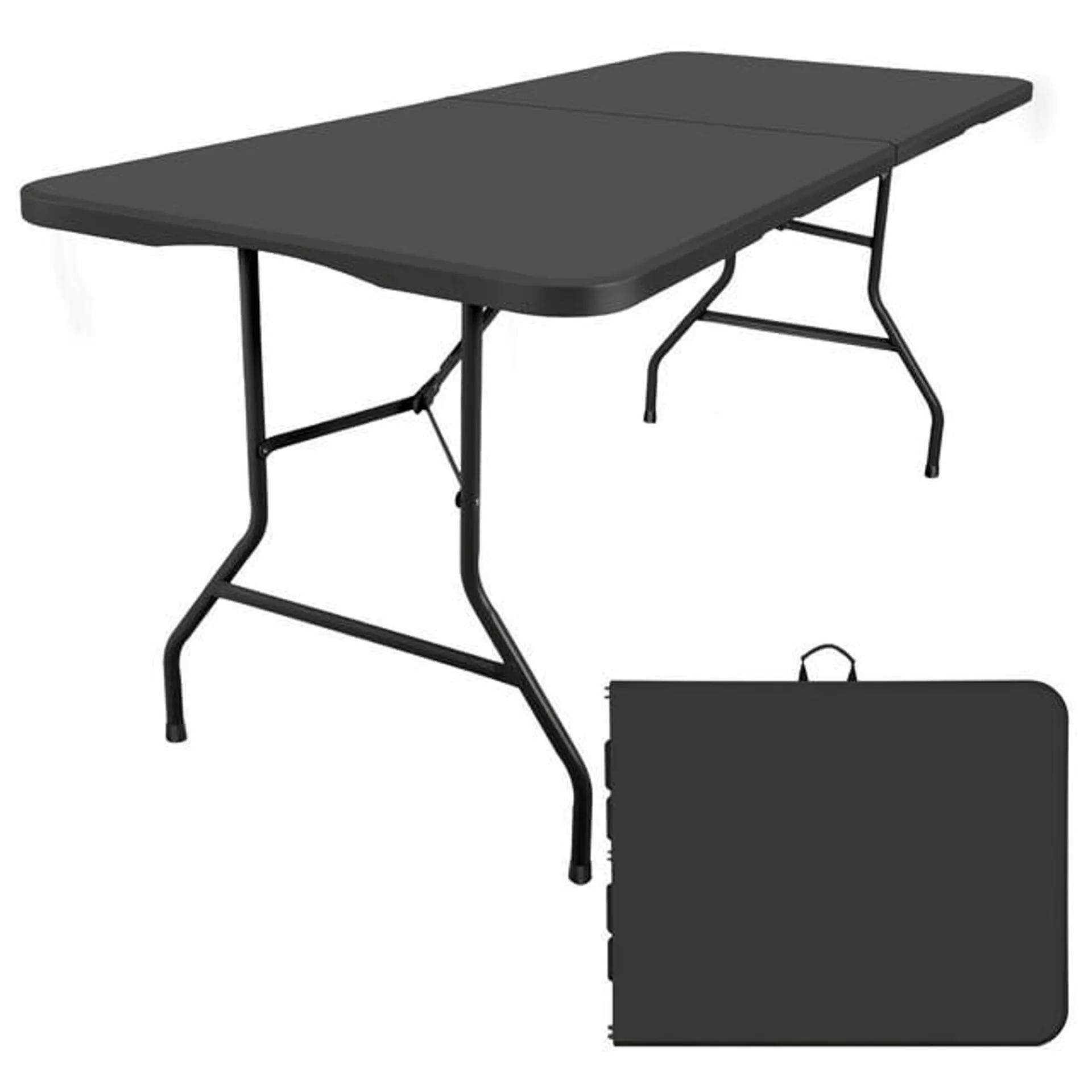 SUGIFT 6 ft Rectangular Black Plastic Folding Table