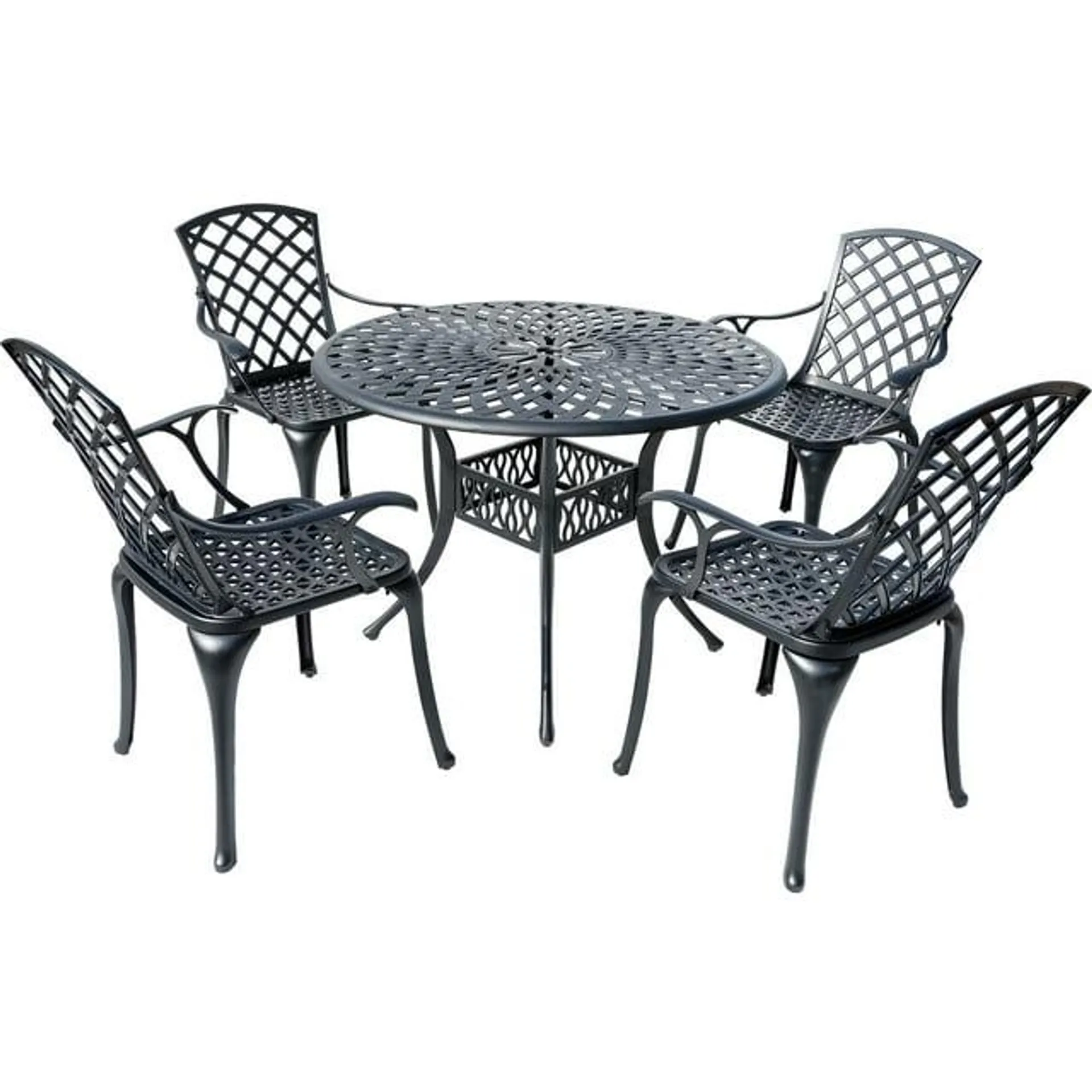 5 Pieces Bistro Dining Set Antique Black/White All-Weather Cast Aluminium Patio Furniture Black