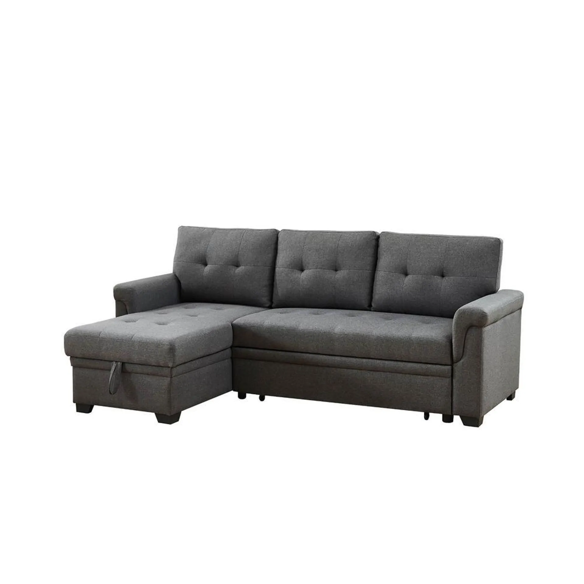 Contemporary Home Living 86" Linen Reversible Sleeper Sectional Sofa - Gray