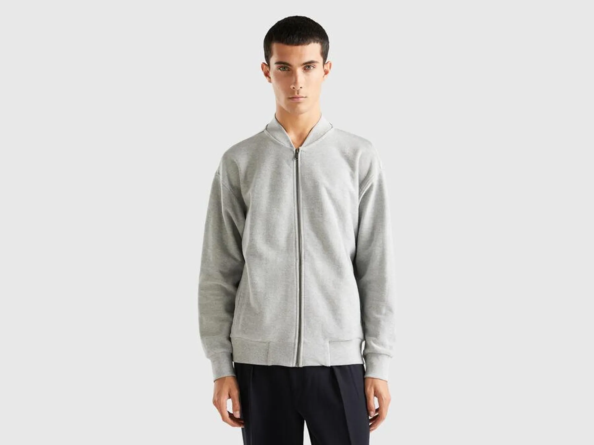 Zip-up sweat bomber jacket