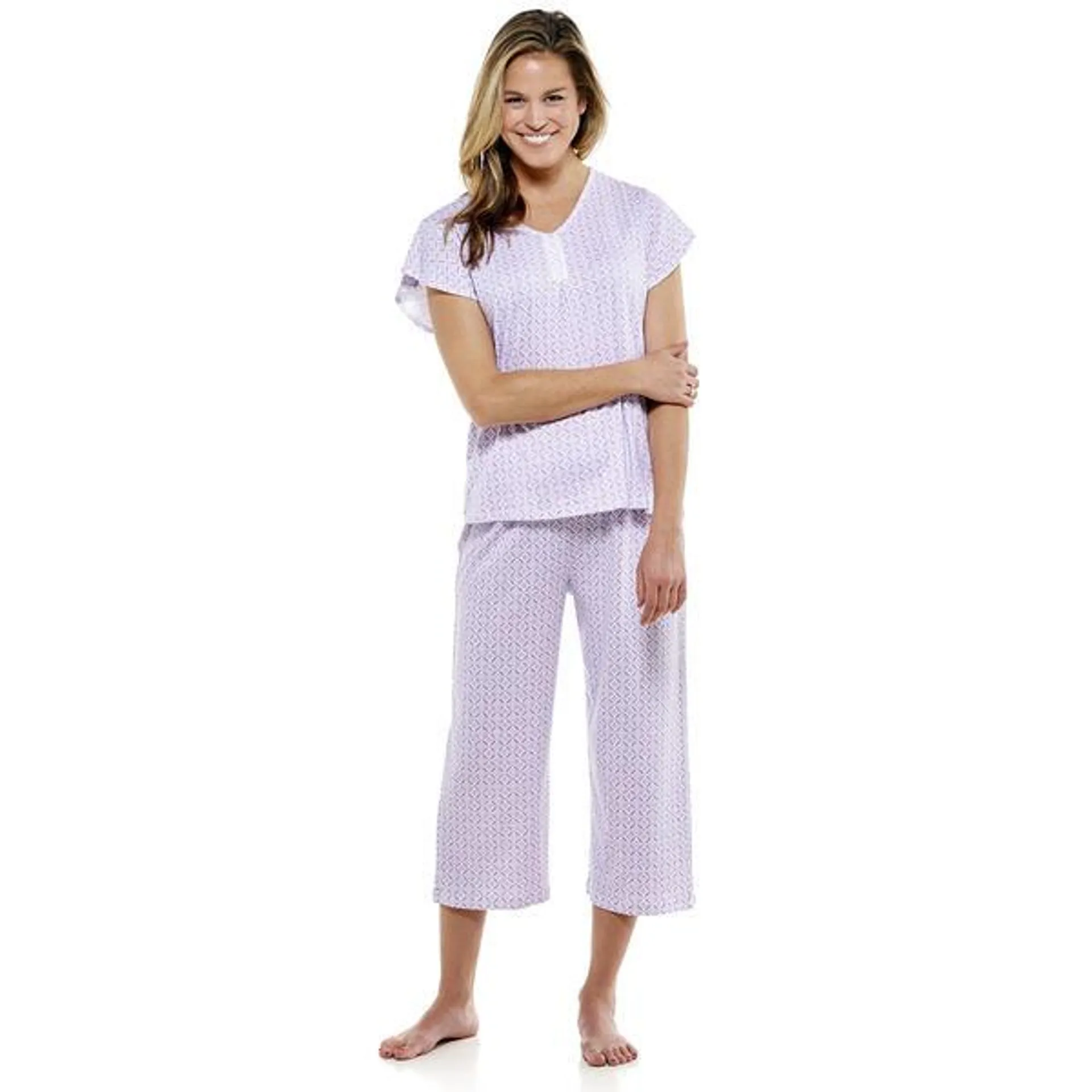 Womens Karen Neuburger Lace Flutter Sleeve Capri Pajama Set