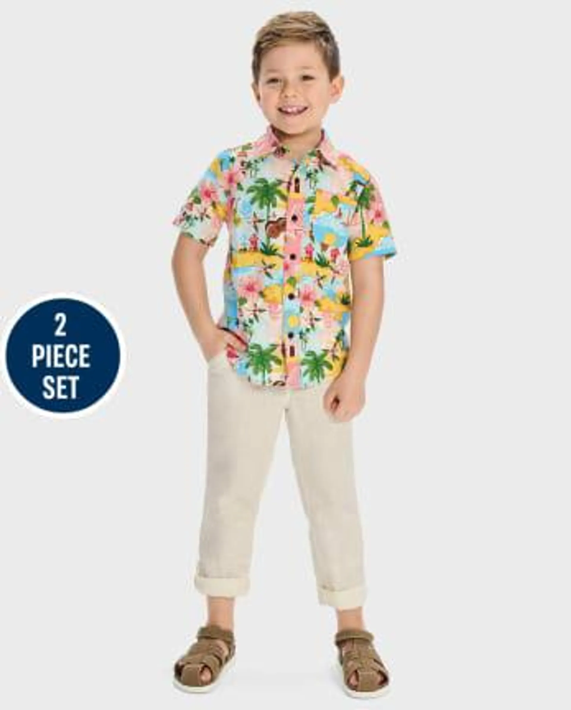 Boys Hawaiian 2-Piece Outfit Set - Little Classics - multi clr