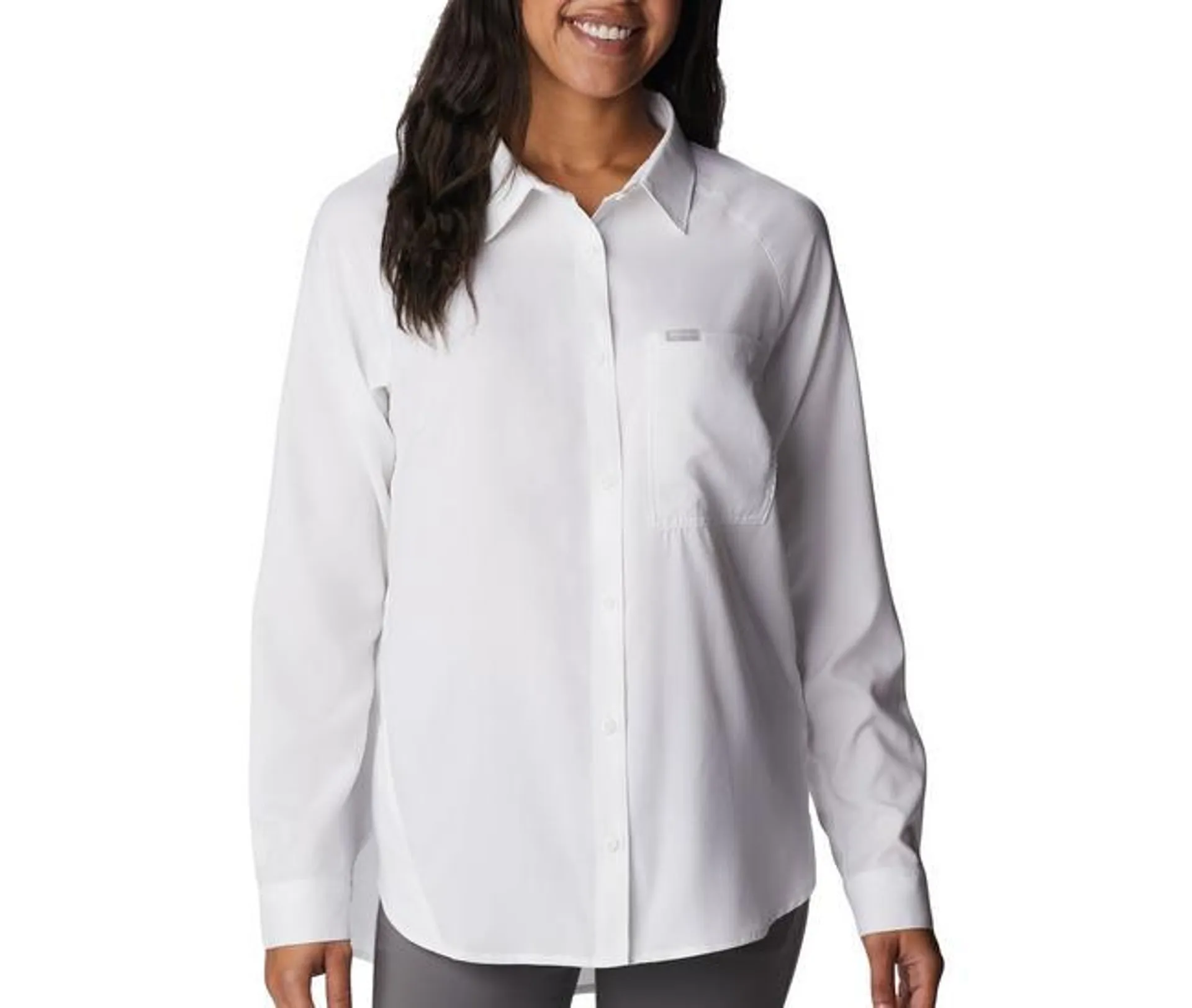 Womens Anytime Button Down Long Sleeve Top