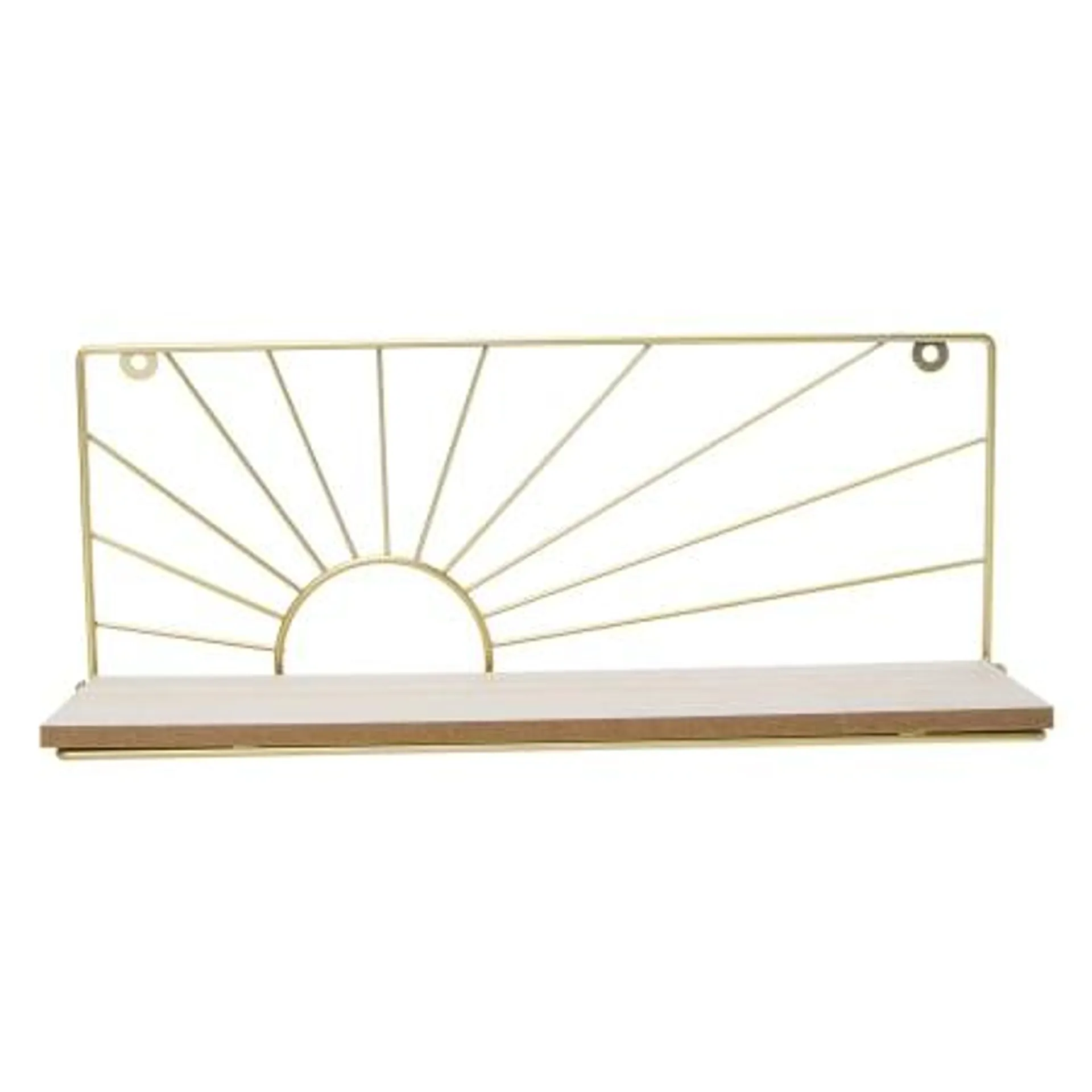 Wood & Metal Sun Ray Shelf 15in X 6in