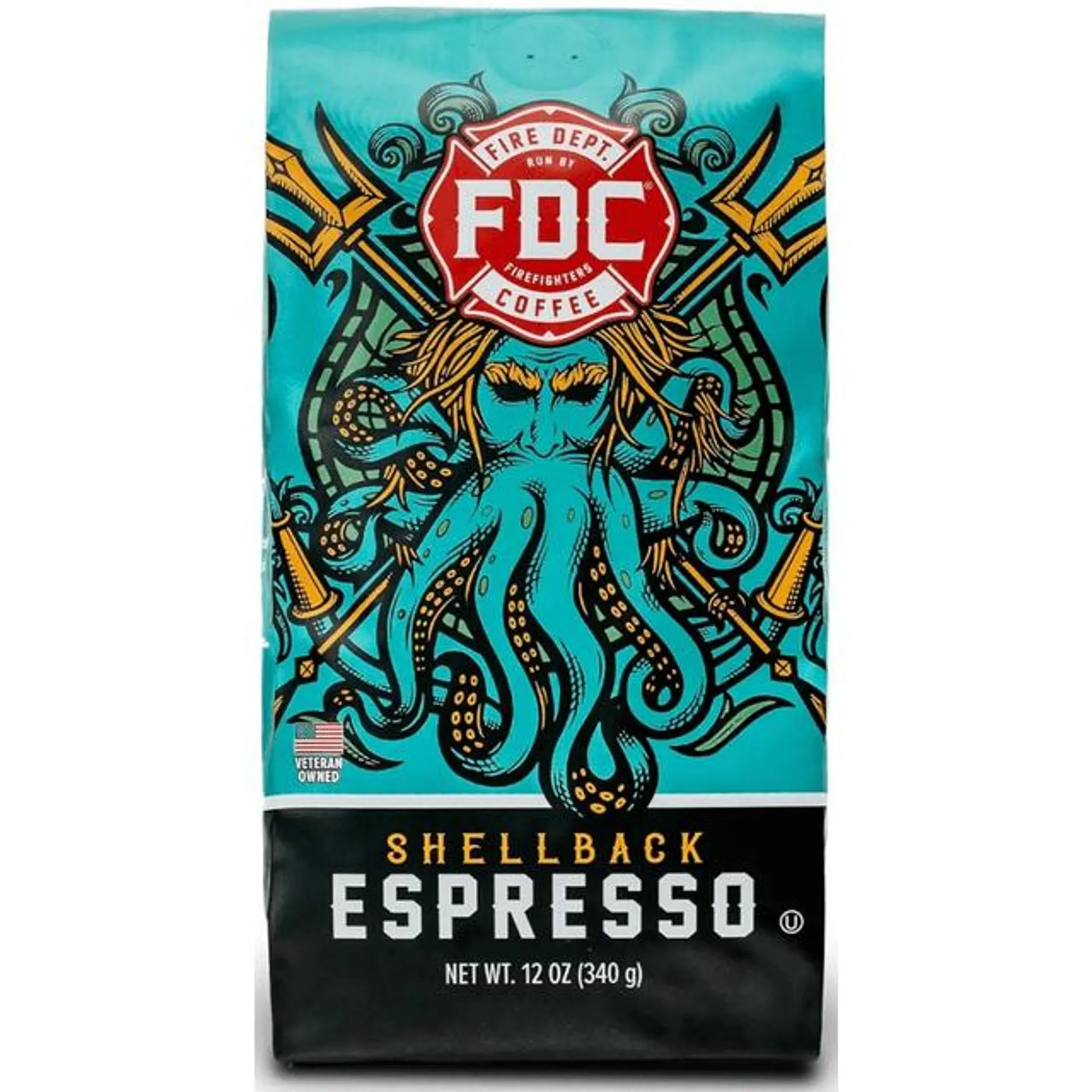 Fire Department Coffee Shellback Espresso Medium Roast Premium Ground Coffee, 12 oz