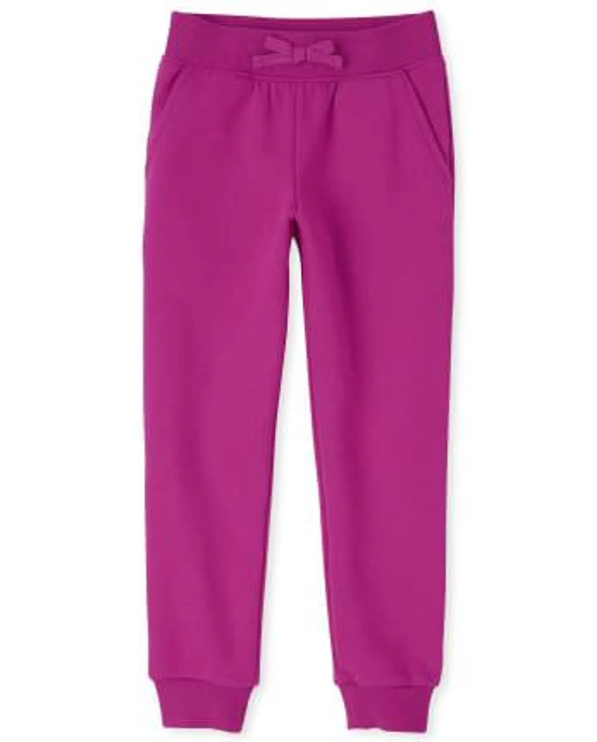 Pantalones jogger de forro polar activo uniforme para niñas - aurora pink