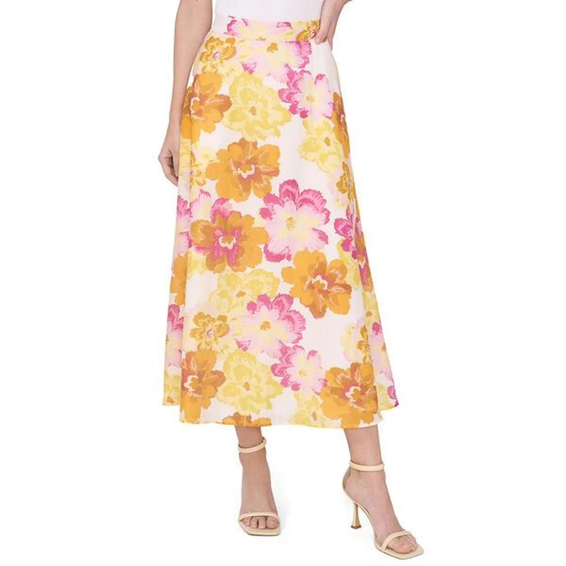 Womens Cece A-Line Floral A-Line Midi Skirt