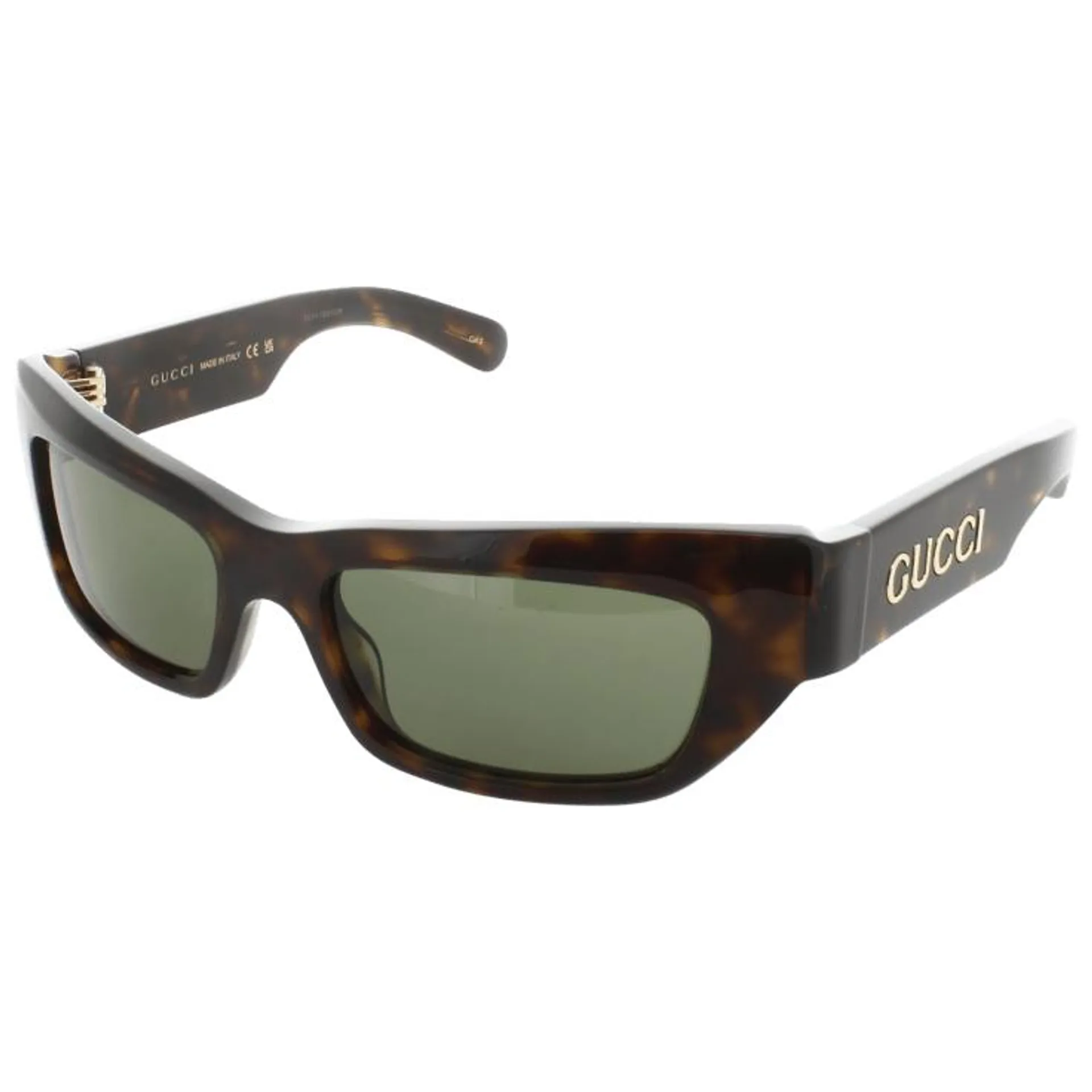 Gucci Gafas de Sol para Hombre con Montura Havana y Lentes Verdes