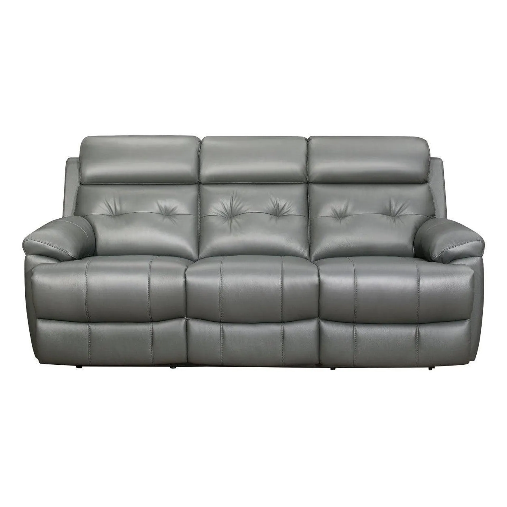 Sofá doble reclinable, cuero flor gris a juego, pvc